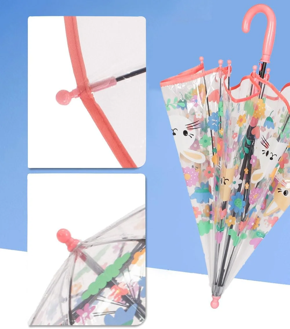 چتر حباب دار شفاف کودکانه ThreeH با باز شدن خودکار، 8 پره فایبرگلاس و دسته با طراحی ارگونومیک و گنبدی شفاف