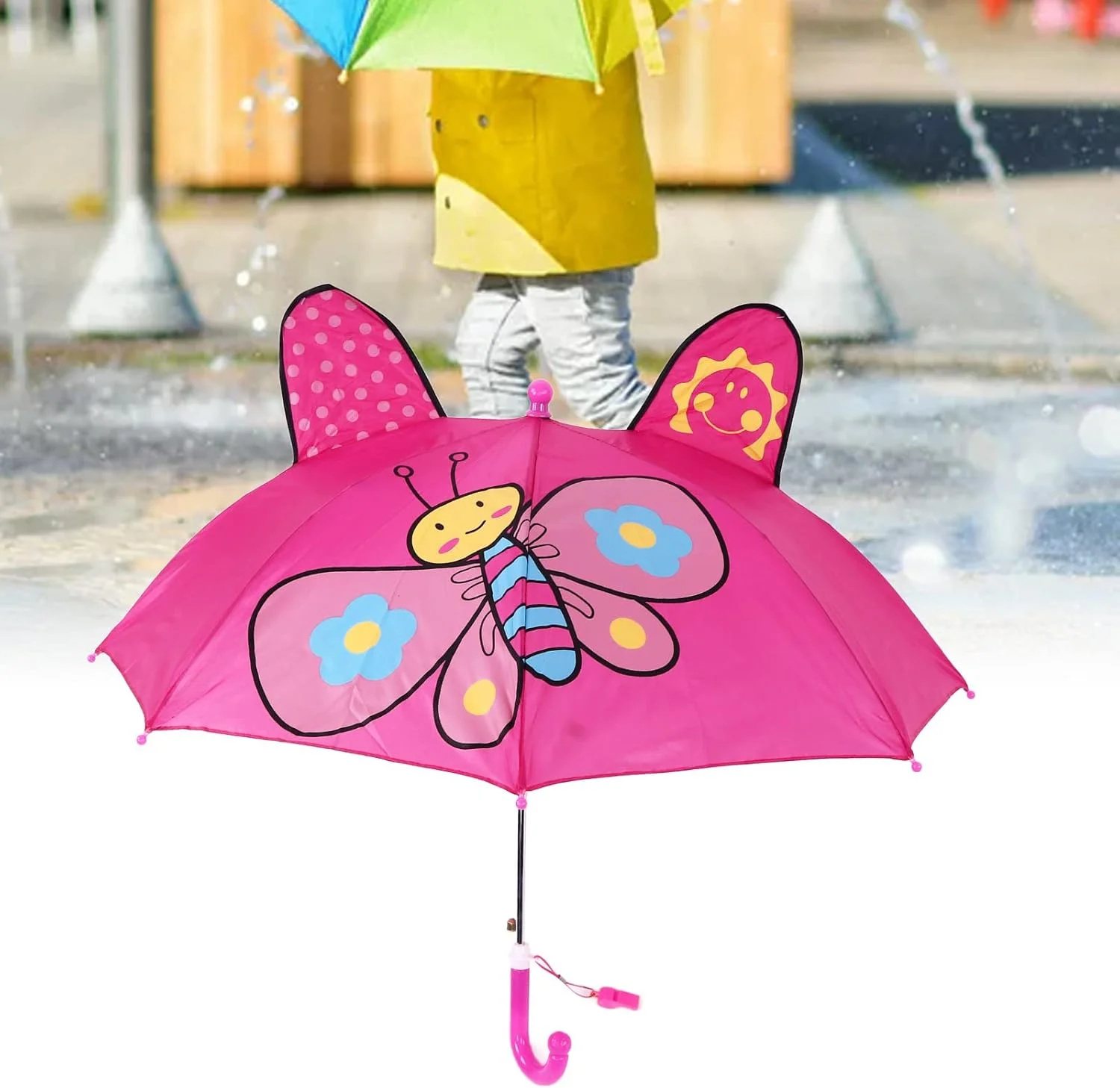 چتر کودک شانریا، سبک وزن، کوچک، کارکرد آسان، کاربرد گسترده، بسیار بادوام برای فضای باز و مسافرت (قرمز گل رز)