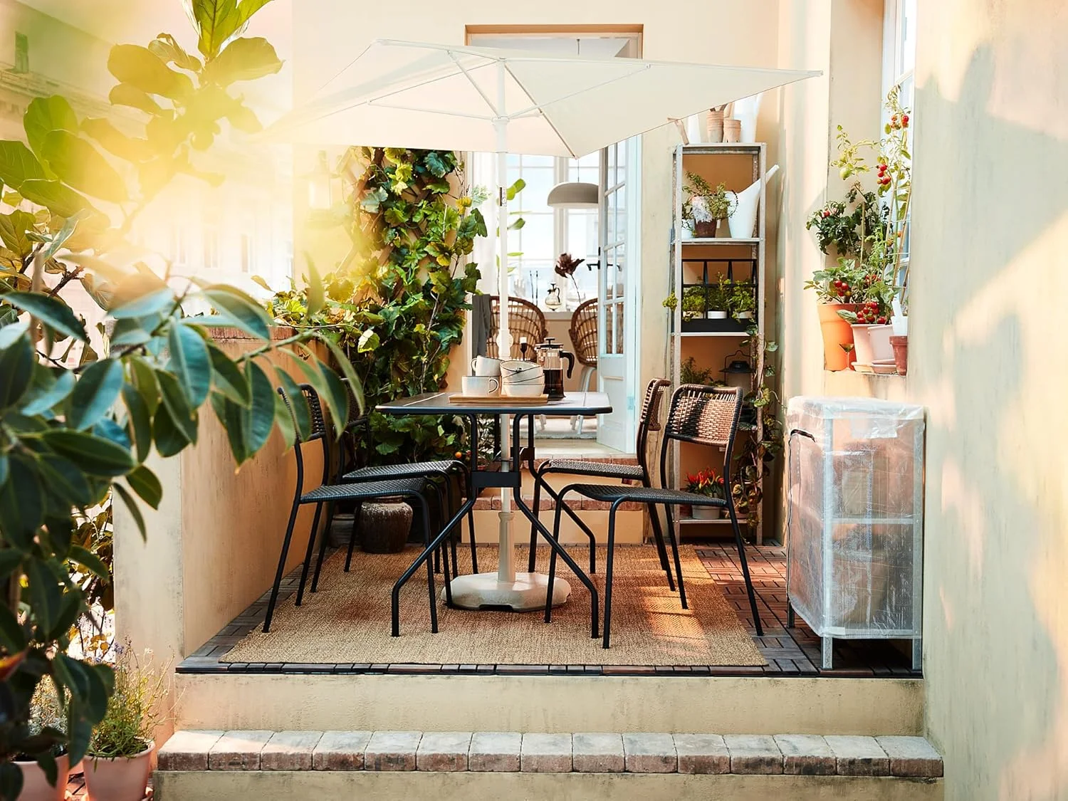 چتر آفتابگیر ProTuning TVETÖ، قابلیت خم شدن/خاکستری-بژ سفید، 180x145 سانتی متر