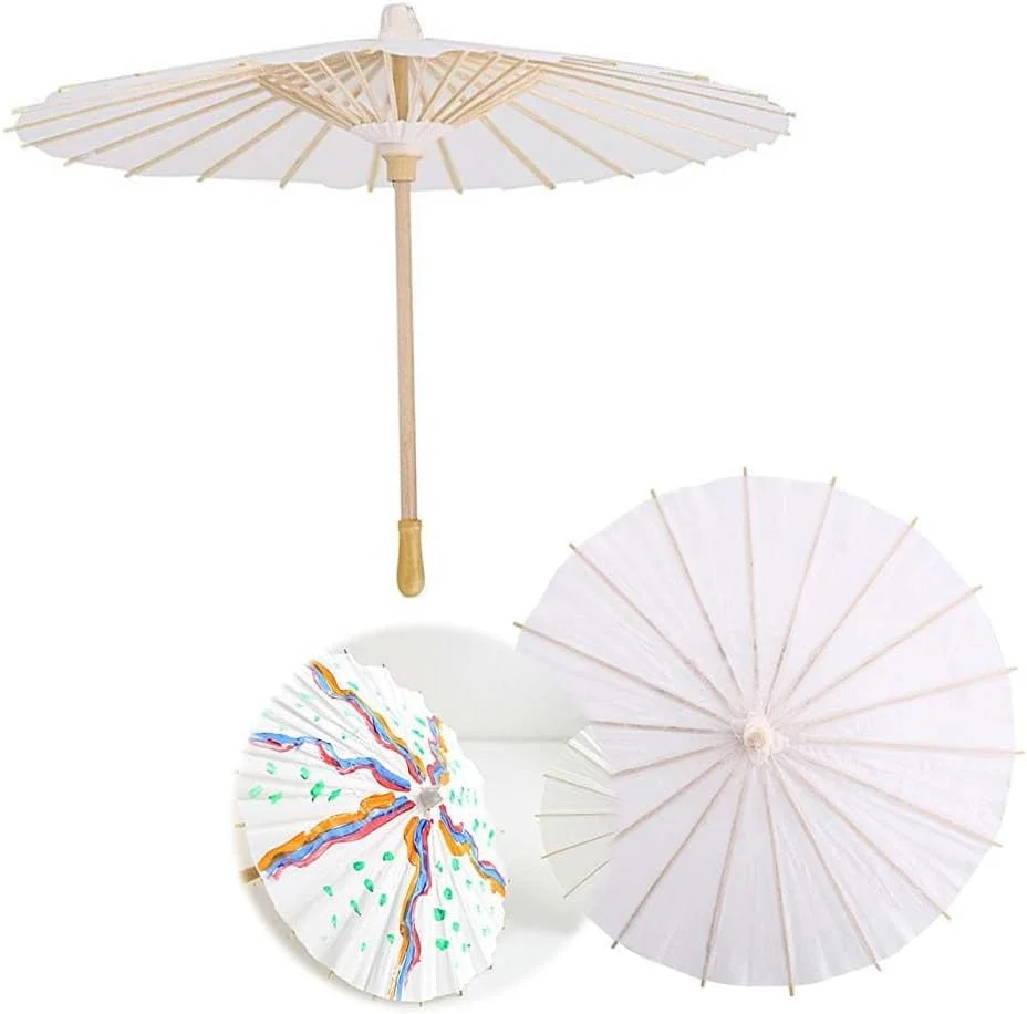 چتر کاغذی، بسته 2 عددی چتر تزئینی چینی، چتر تزئینی سفید رنگ آمیزی DIY برای مهمانی عروسی و وسایل صحنه
