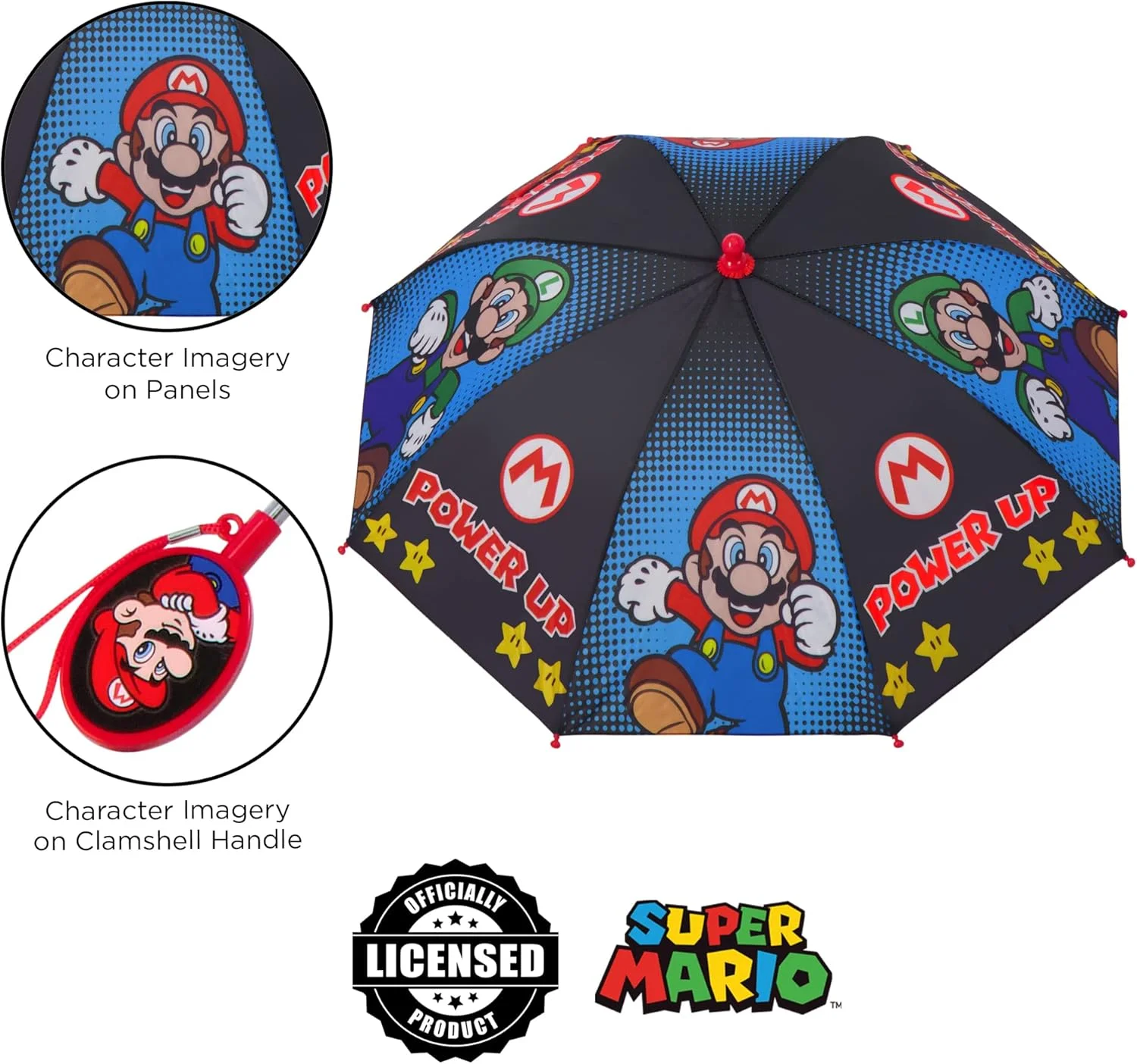 چتر بارانی پسرانه با طرح شخصیت های محبوب نینتندو، ماریو و لوئیجی