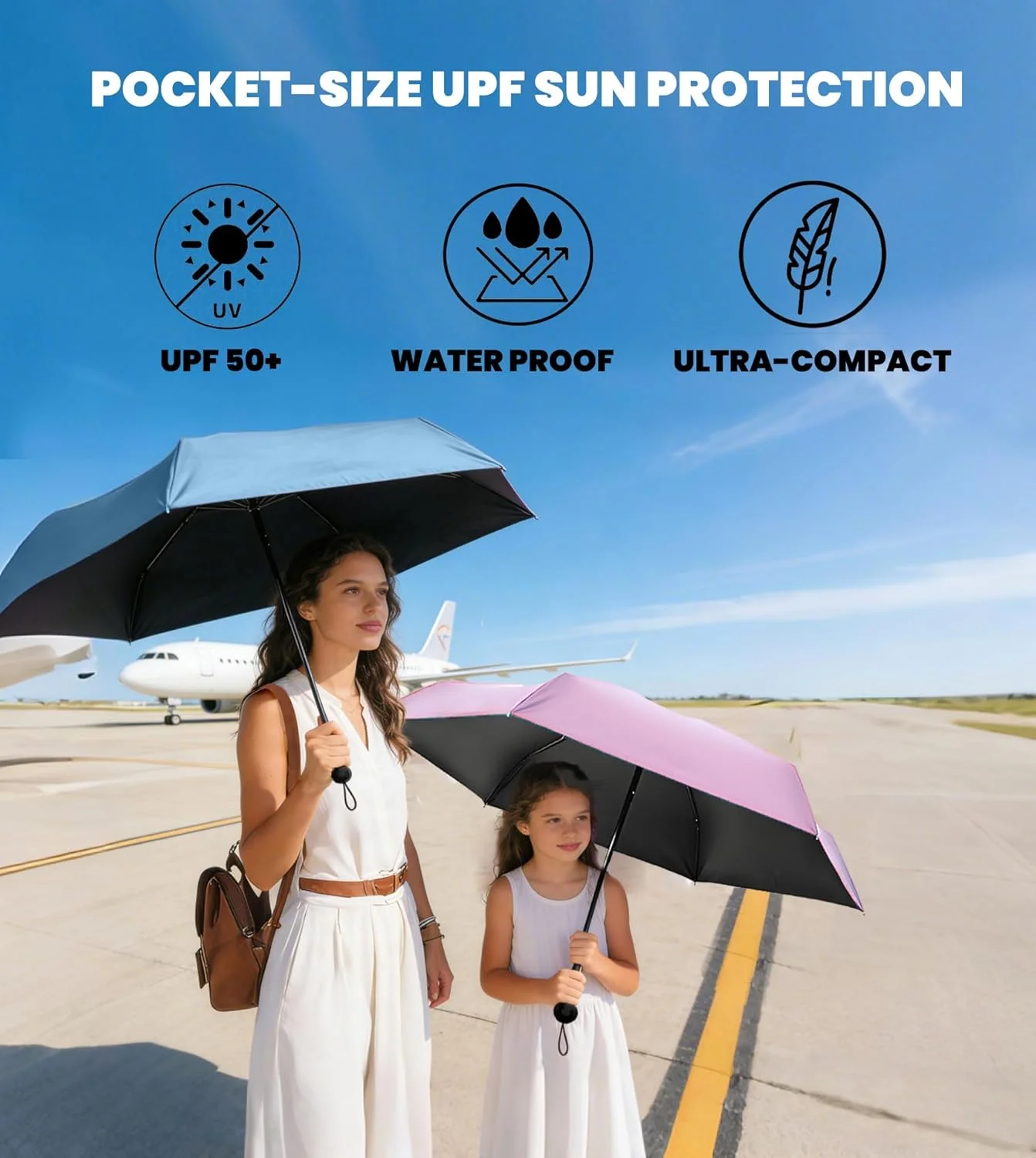 چتر مینی 99 سانتی متری MRTLLOA برای کیف - کوچک، جمع و جور و سبک وزن، محافظت در برابر آفتاب UV، باز/بسته شدن دستی، چتر جیبی ضروری برای سفر (زنانه/مردانه/بچه گانه) چتر مینی 99 سانتی متری MRTLLOA برای کیف - کوچک، جمع و جور و سبک وزن، محافظت در برابر آفتاب UV، باز/بسته شدن دستی، چتر جیبی ضروری برای سفر (زنانه/مردانه/بچه گانه)