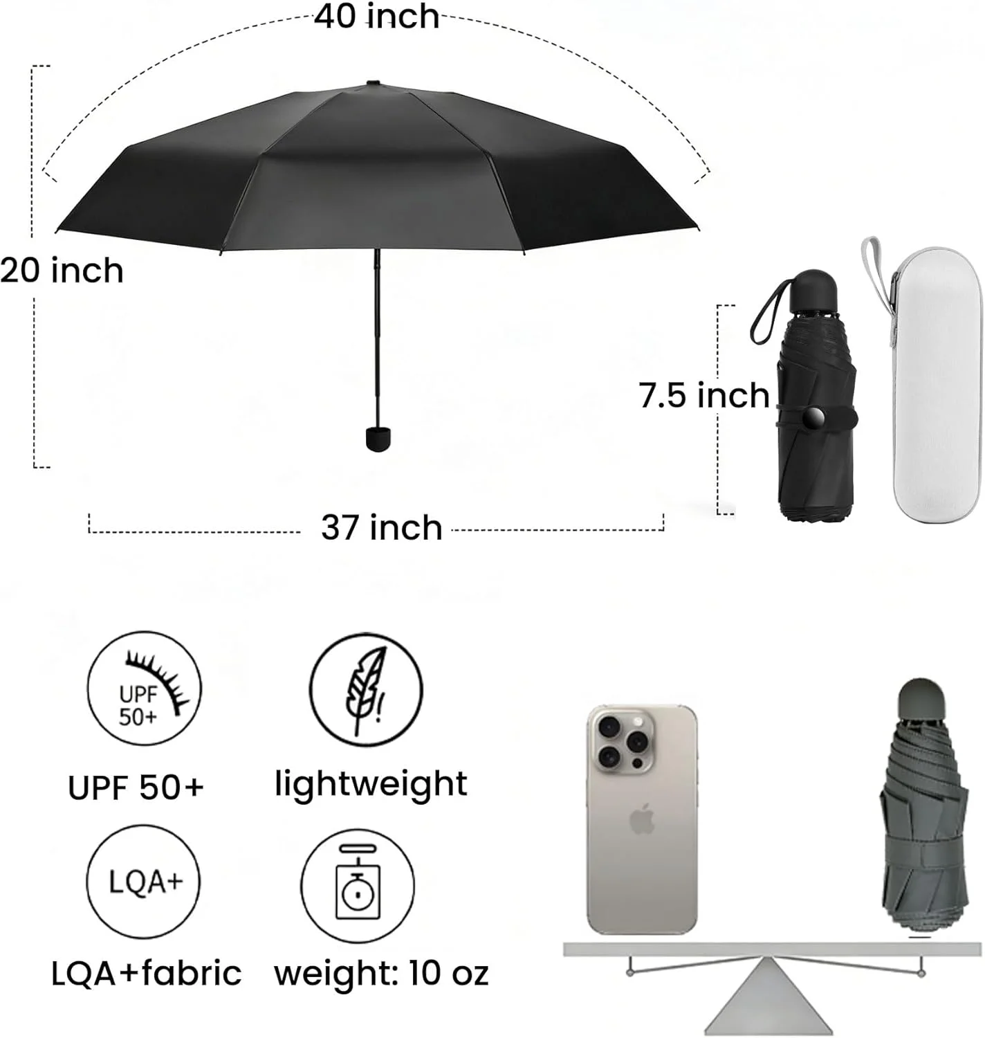 چتر مینی 99 سانتی متری MRTLLOA برای کیف - کوچک، جمع و جور و سبک وزن، محافظت در برابر آفتاب UV، باز/بسته شدن دستی، چتر جیبی ضروری برای سفر (زنانه/مردانه/بچه گانه) چتر مینی 99 سانتی متری MRTLLOA برای کیف - کوچک، جمع و جور و سبک وزن، محافظت در برابر آفتاب UV، باز/بسته شدن دستی، چتر جیبی ضروری برای سفر (زنانه/مردانه/بچه گانه)