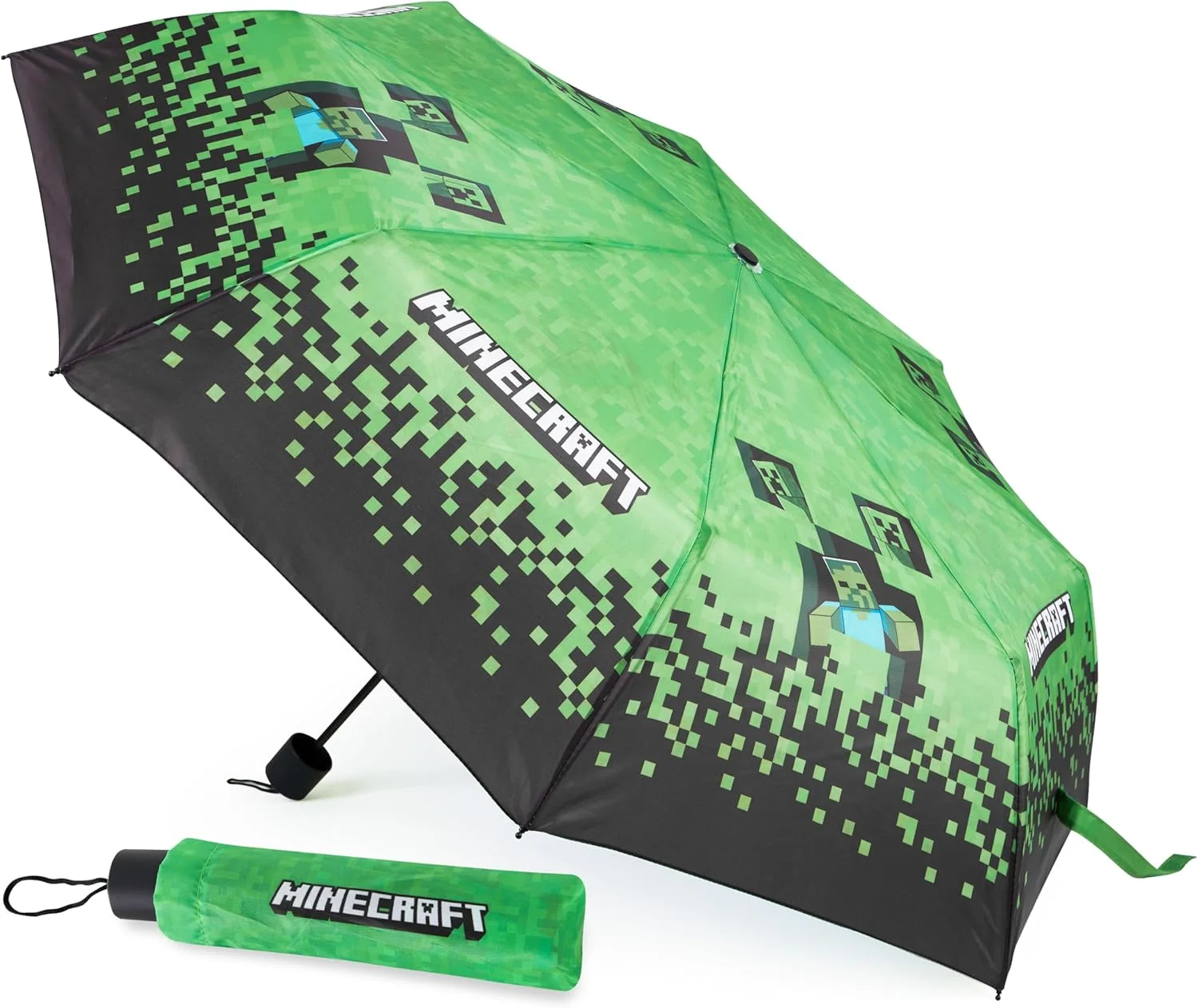 چتر تاشو گنبدی شفاف کودکانه با طرح ماینکرافت، چتر مسافرتی تلسکوپی برای پسران و دختران، ضد باد، قوی، شفاف، سبک و ضد اشعه ماوراء بنفش