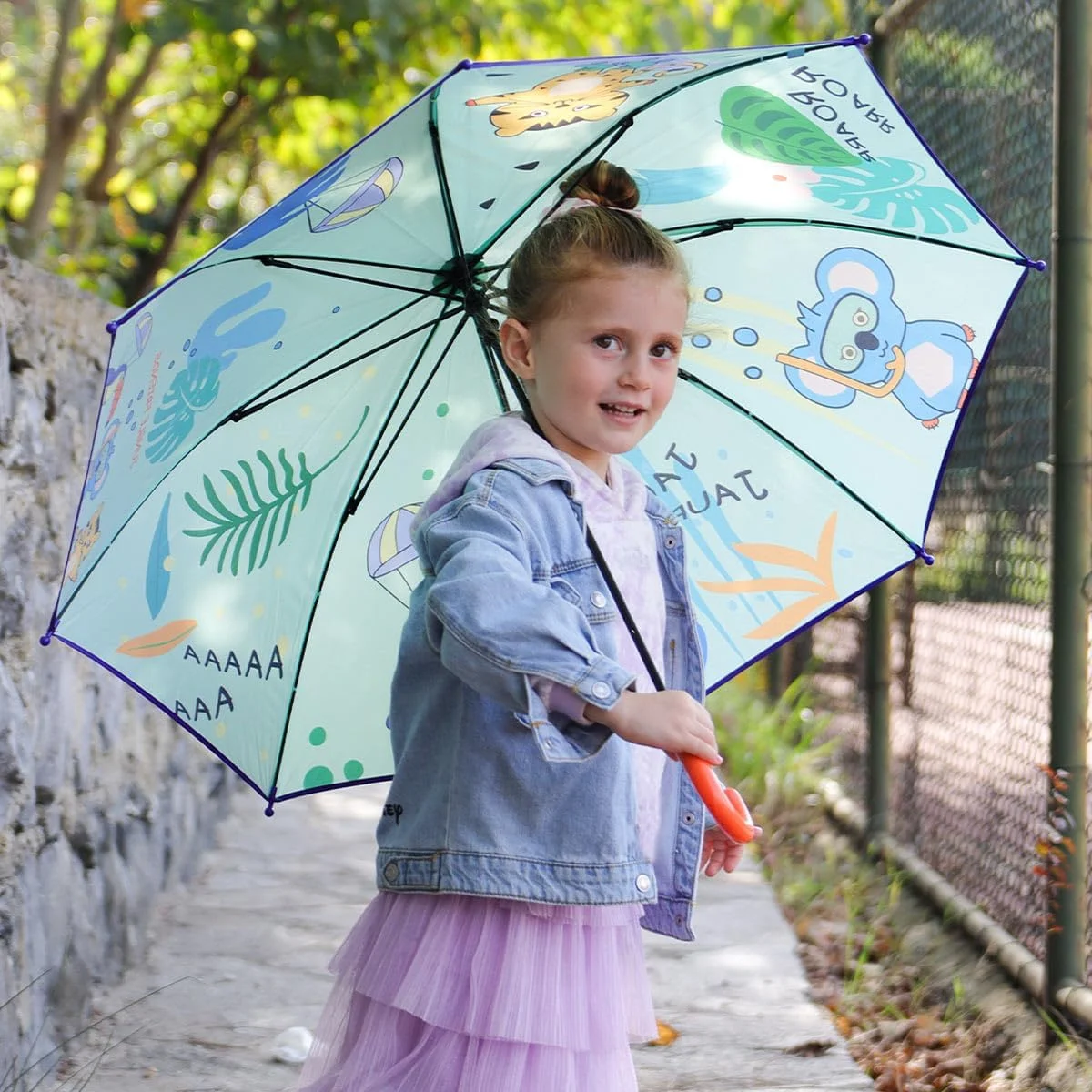 چتر کودکانه طرح جنگل دوستان، سبک وزن، دسته آسان گیر، دسته خمیده، مناسب کودکان نوپا، ضد باد با سوت، بند چسبی، 8 پره، برای پسران و دختران چتر کودکانه طرح جنگل دوستان، سبک وزن، دسته آسان گیر، دسته خمیده، مناسب کودکان نوپا، ضد باد با سوت، بند چسبی، 8 پره، برای پسران و دختران