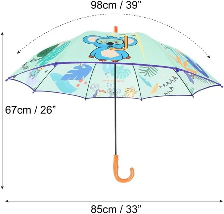 چتر کودکانه طرح جنگل دوستان، سبک وزن، دسته آسان گیر، دسته خمیده، مناسب کودکان نوپا، ضد باد با سوت، بند چسبی، 8 پره، برای پسران و دختران چتر کودکانه طرح جنگل دوستان، سبک وزن، دسته آسان گیر، دسته خمیده، مناسب کودکان نوپا، ضد باد با سوت، بند چسبی، 8 پره، برای پسران و دختران