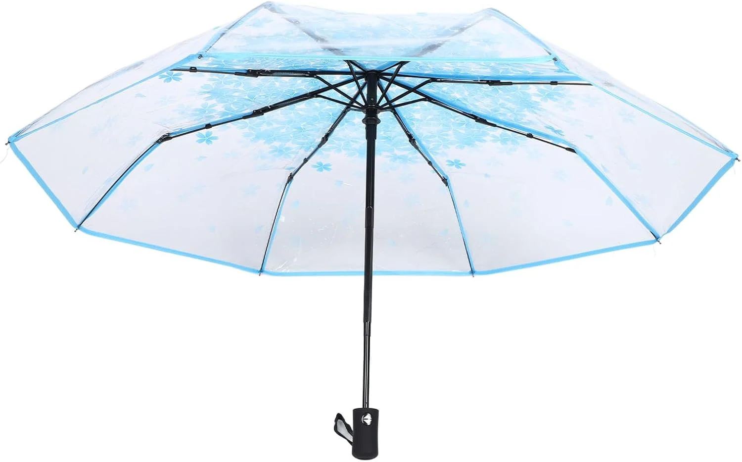 چتر اتوماتیک طرح گل شفاف Jiawu، چند منظوره، 8 پره، تاشو، مناسب سفر و استفاده روزانه، محافظت گسترده در برابر باران، مناسب جوانان