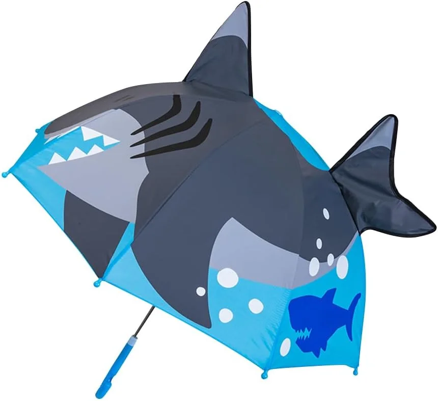 چتر بچه گانه دسته بلند طرح کوسه مناسب کودکان دختر و پسر، سایز آزاد