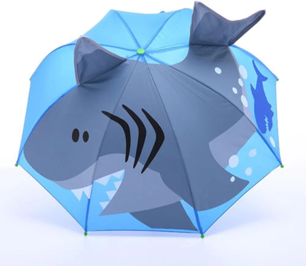 چتر بچه گانه دسته بلند طرح کوسه مناسب کودکان دختر و پسر، سایز آزاد