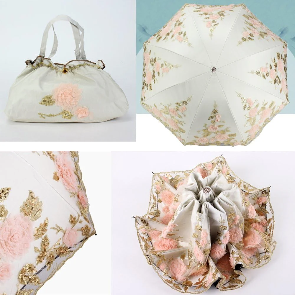 چتر آفتابی توری وینتیج Honeystore با گلدوزی سه بعدی گل تاشو چتر آفتابی توری وینتیج Honeystore با گلدوزی سه بعدی گل تاشو