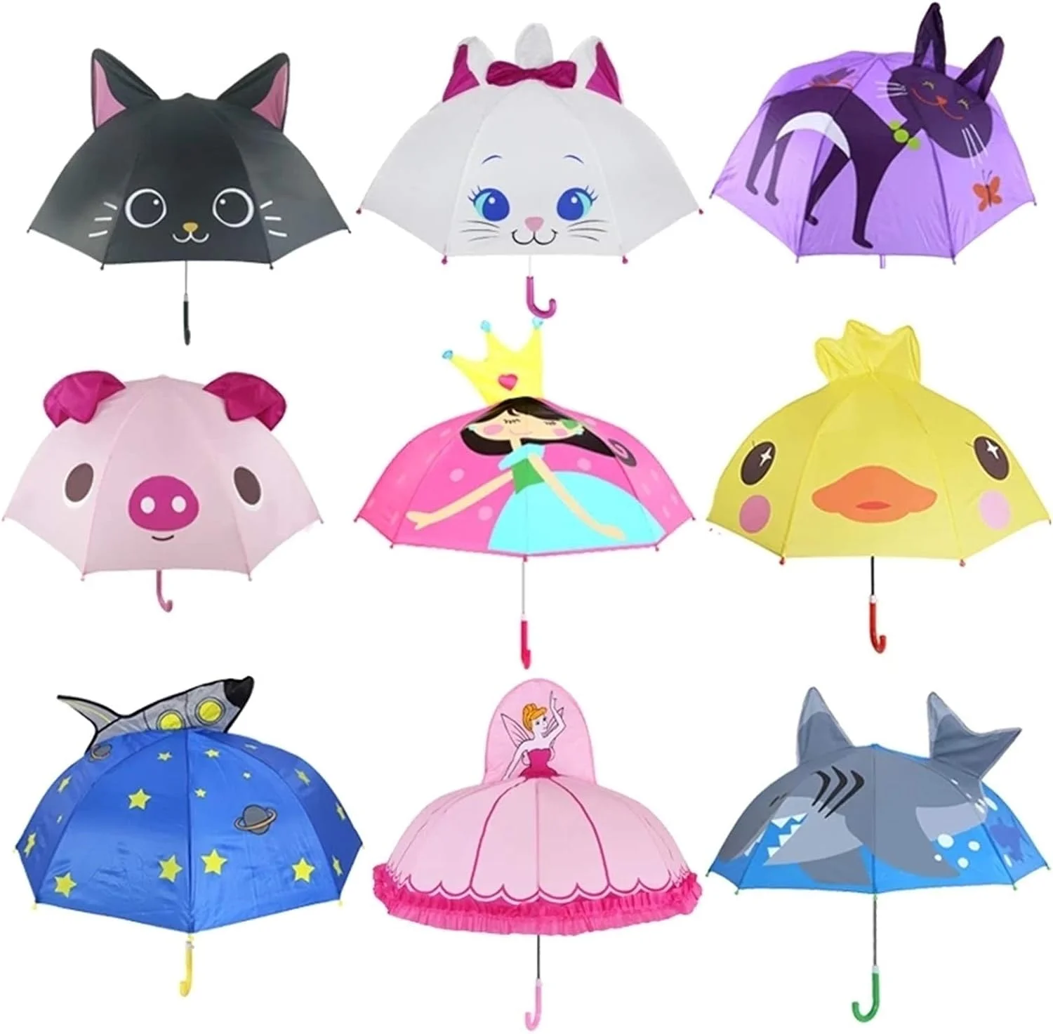 چتر کارتونی بامزه کودکان، انیمیشنی خلاقانه با دسته بلند و طراحی گوش سه بعدی، مناسب برای پسران و دختران (رنگ: 5)