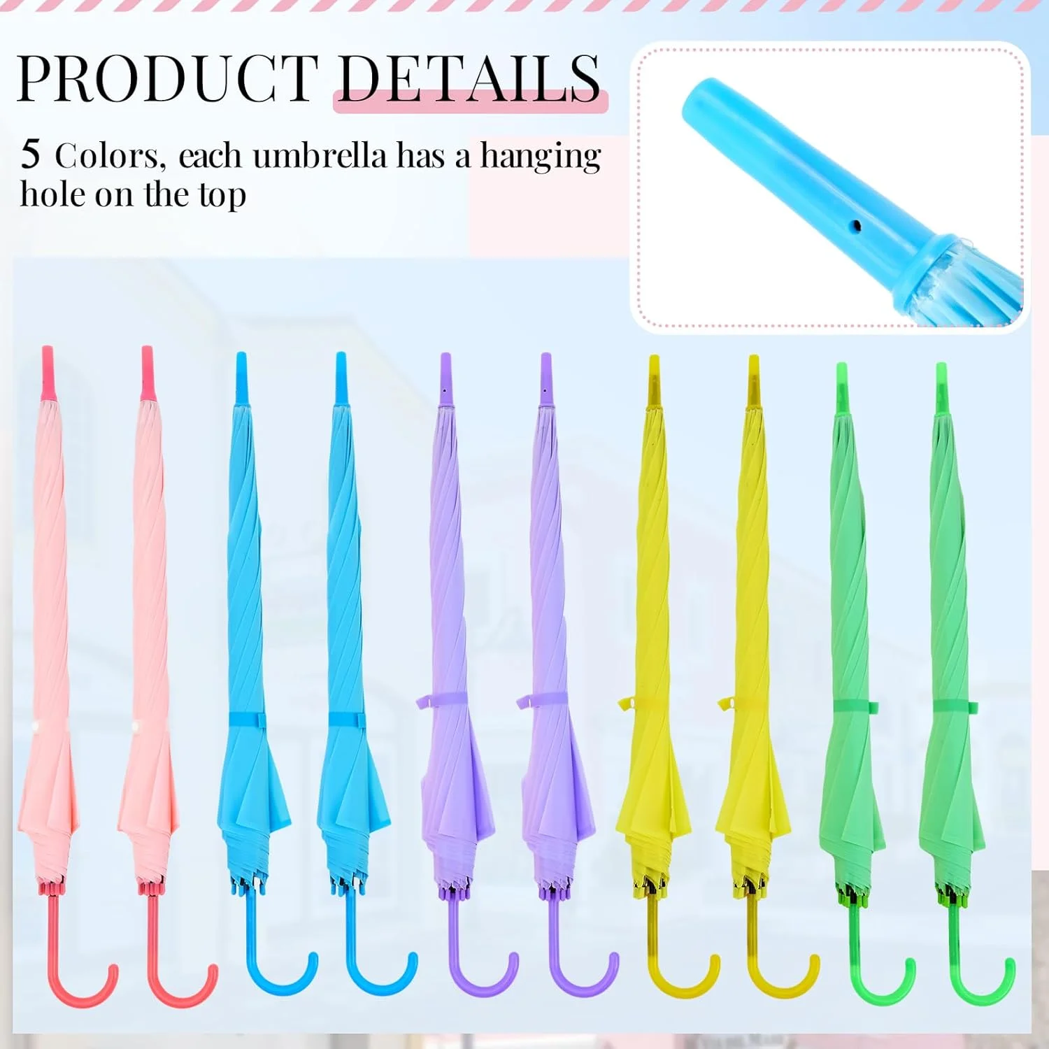 ۱۰ عدد چتر خیابانی تزئینی اکلای، ۳۵.۵ اینچ، چترهای رنگی ماکارون برای آویزان کردن، مناسب دکوراسیون جشن تولد عروسی در فضای باز، وسایل غرفه عکس، دکوراسیون تجاری خیابان باغ