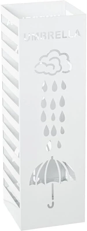 جا چتری مربعی DRW فلزی سفید طرح قطره اشک، ابعاد ۴۹x۱۵.۵x۱۴.۵ سانتی متر
