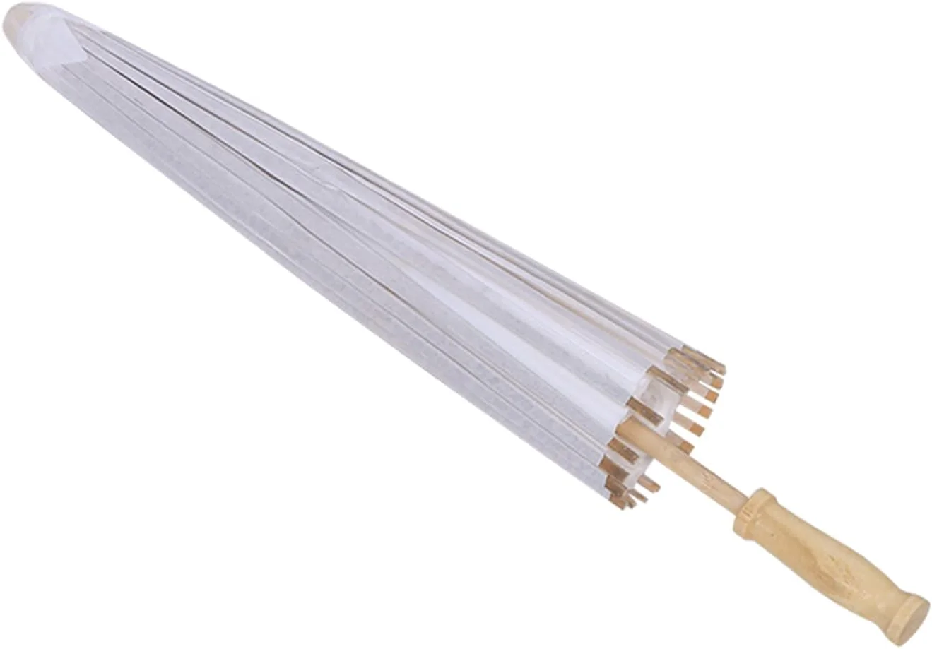 چتری کاغذی سفید CHICIRIS، تزئینات مهمانی عروسی، نمایش هنری برای مهمانی عروسی، کاغذ بافت، پره های بامبو (شعاع 20 سانتی متر)