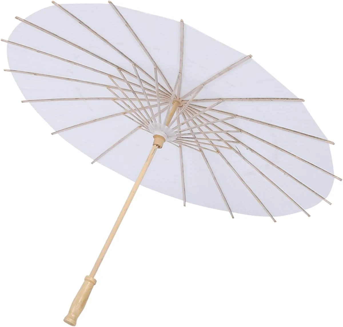 چتری کاغذی سفید CHICIRIS، تزئینات مهمانی عروسی، نمایش هنری برای مهمانی عروسی، کاغذ بافت، پره های بامبو (شعاع 20 سانتی متر)