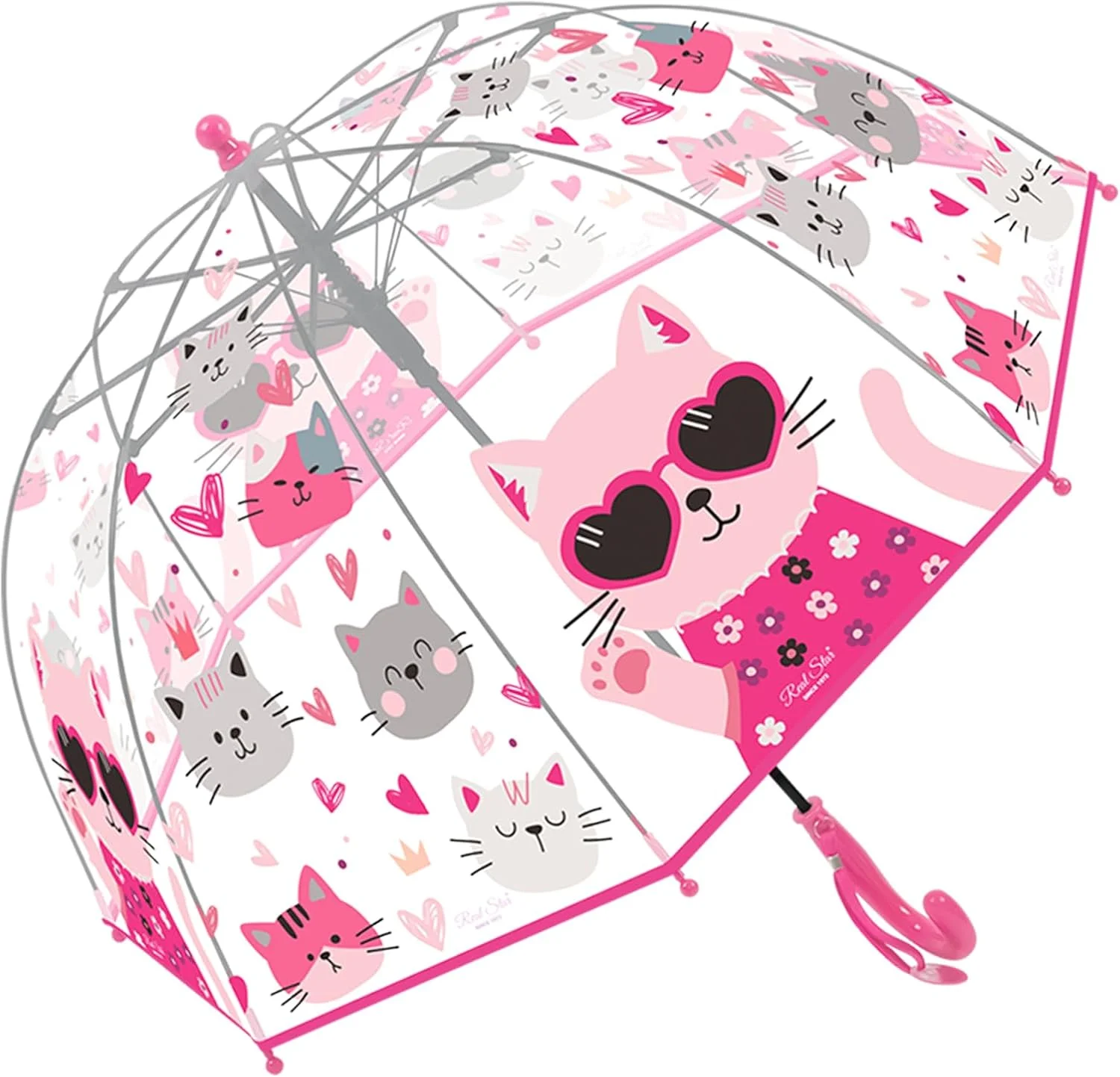 چتر حبابی شفاف برای ایمنی پیاده‌روی - باز شدن خودکار، ضد باران و شفاف - ایمن با بستن ضد نیشگون و دسته منحنی با گرفتن آسان، مناسب برای دست‌های کوچک