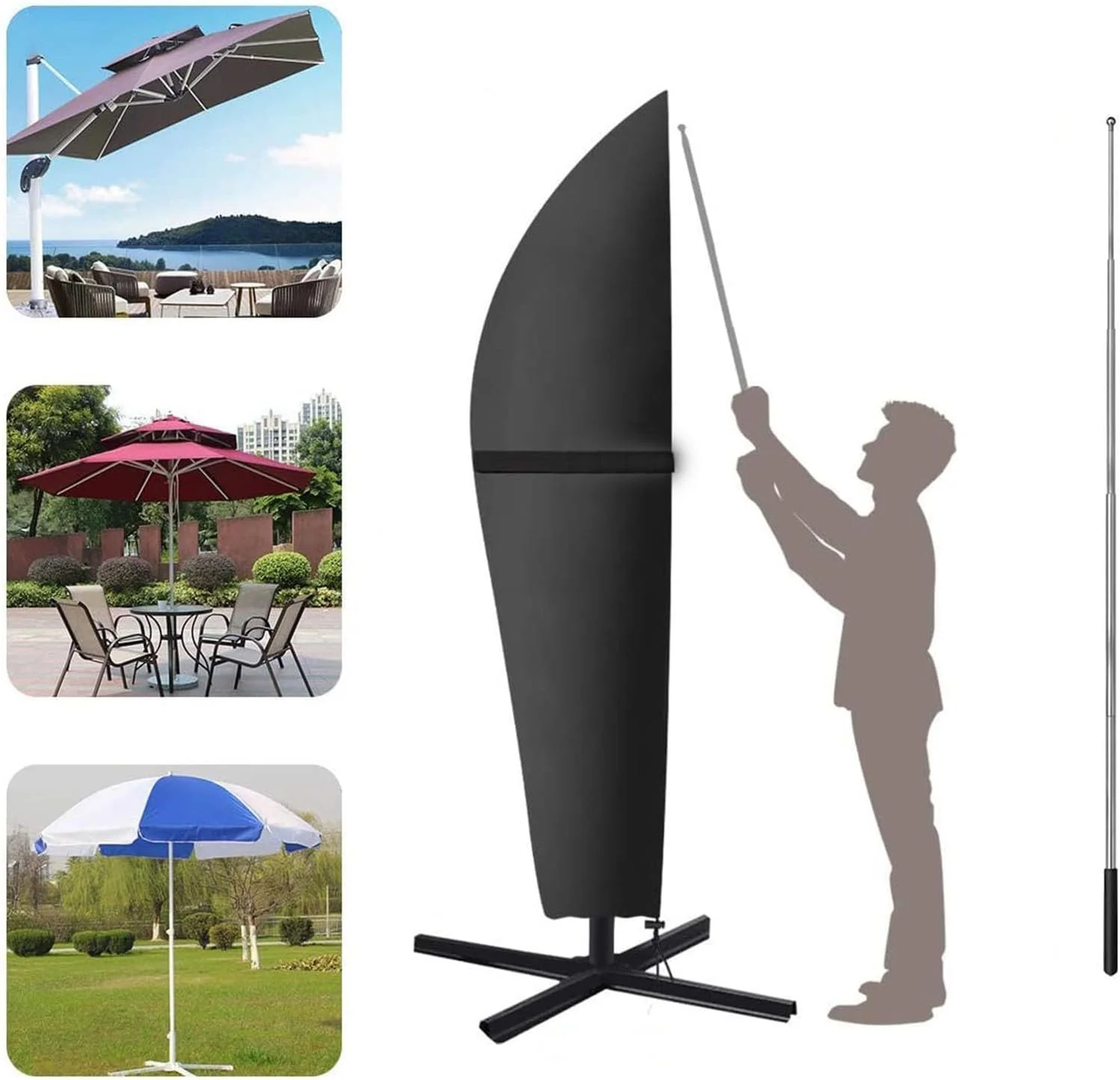 روکش چتر آفتابی سنگین وزن طراحی شده برای چترهای باغی کنسولی سایز بزرگ مناسب استفاده در فضای باز محافظ باران و برف