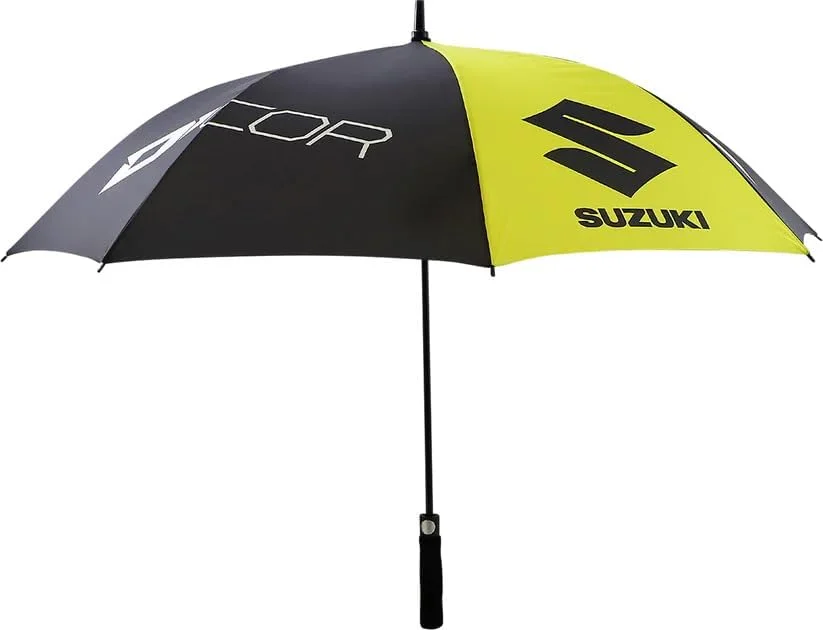 چتر مسابقه ای D’cor Visuals – طراحی زرد، مشکی، سفید، چتر بزرگ مناسب فضای باز برای آفتاب و باران، سازگار با سوزوکی