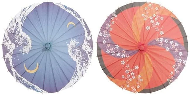 چتر کاغذی روغنی ضد آب کوچک به سبک چینی، چتر آفتابی کاغذی روغنی قدیمی ژاپنی تزئینی آویز برای دکوراسیون خانه، فروشگاه، 2 عدد