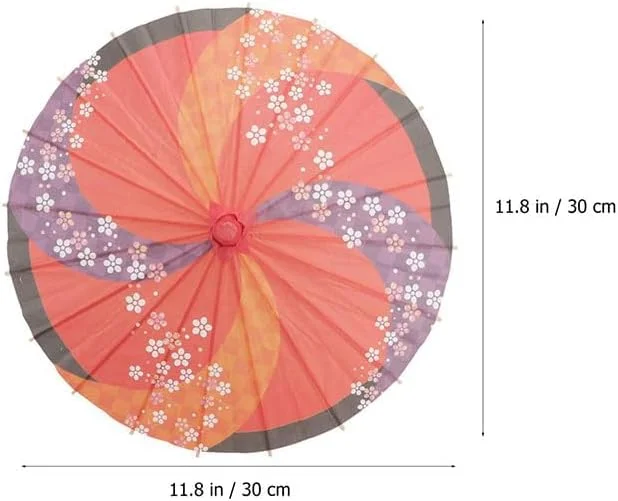 چتر کاغذی روغنی ضد آب کوچک به سبک چینی، چتر آفتابی کاغذی روغنی قدیمی ژاپنی تزئینی آویز برای دکوراسیون خانه، فروشگاه، 2 عدد