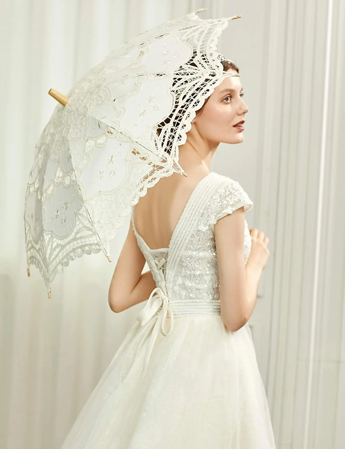 چتر توری BABEYOND، چتر آفتابی مجلسی و قدیمی برای عروسی، مناسب برای تزئین، عکاسی، لباس زنانه، مهمانی های دهه 1920