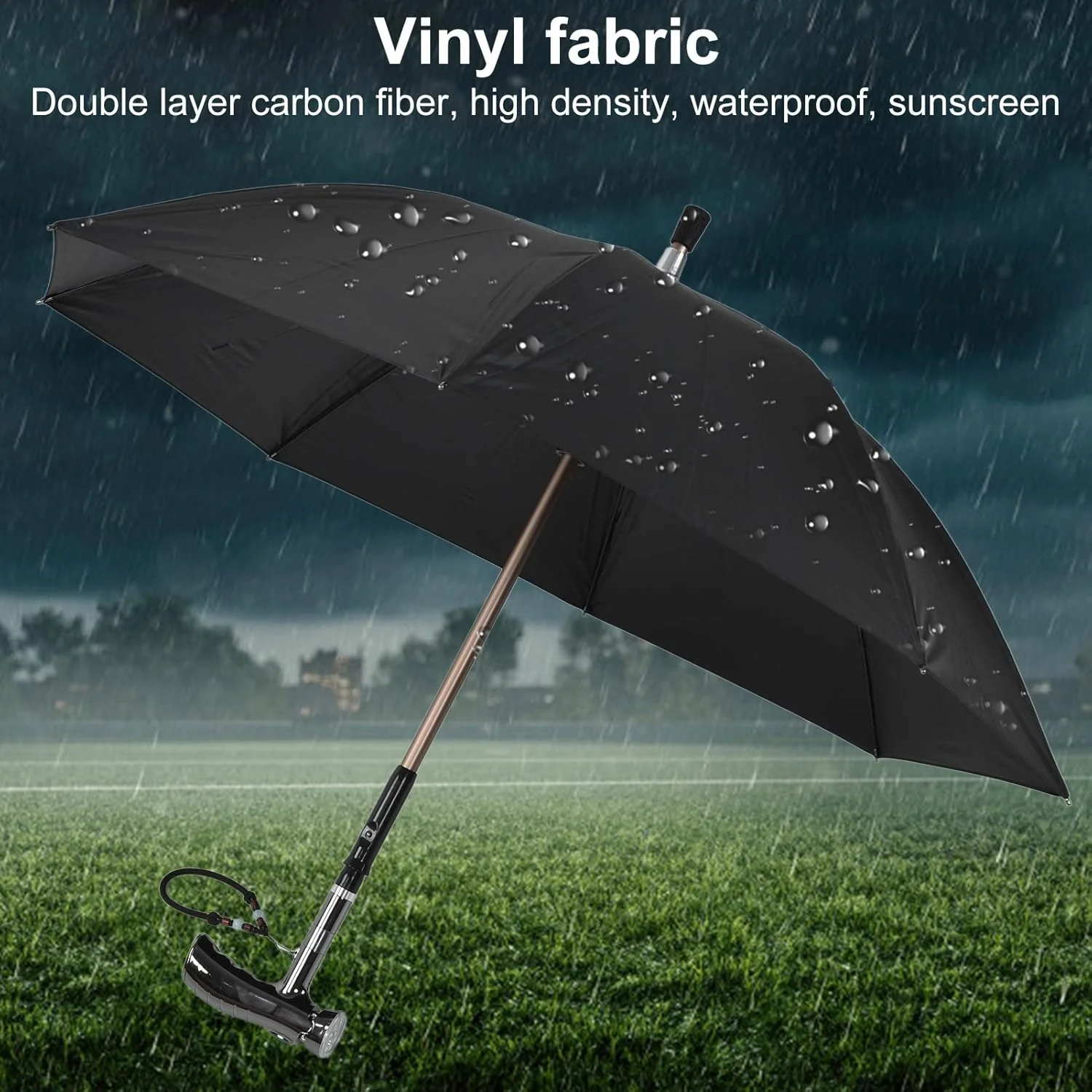 چتر وینیل، عصای چتری چراغ قوه LED برای مواقع اضطراری، مسافرت و فضای باز (نقره ای)