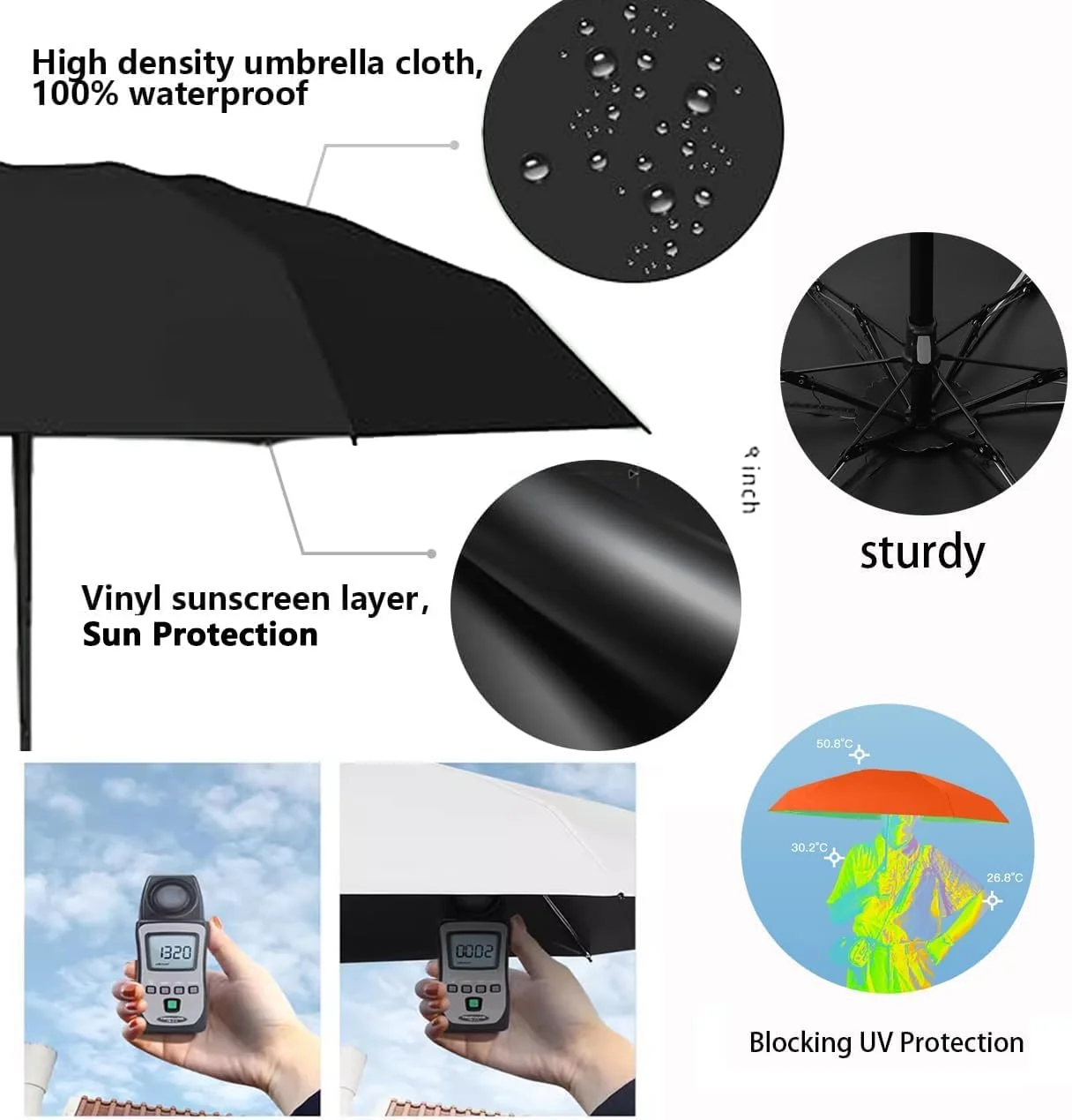 چتر مینی Aowin با محافظت در برابر آفتاب، چتر مسافرتی سبک و قابل حمل با جعبه نگهداری، چتر ضد باد و محافظت در برابر اشعه ماوراء بنفش برای زنان و کودکان، چتر تاشو کوچک مسافرتی برای باران