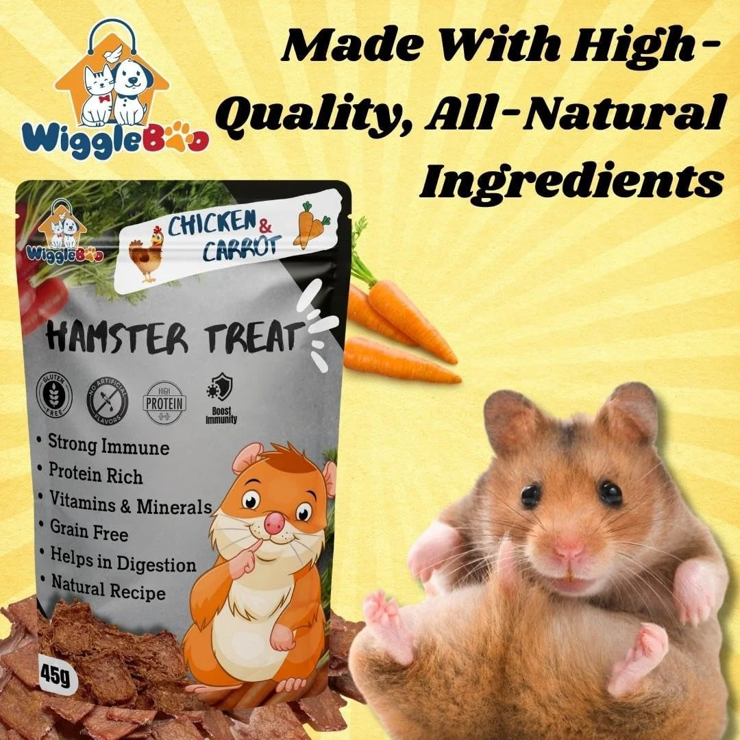 تشویقی همستر با طعم مرغ و هویج | سرشار از پروتئین | میان وعده ترد و سالم | 45 گرم