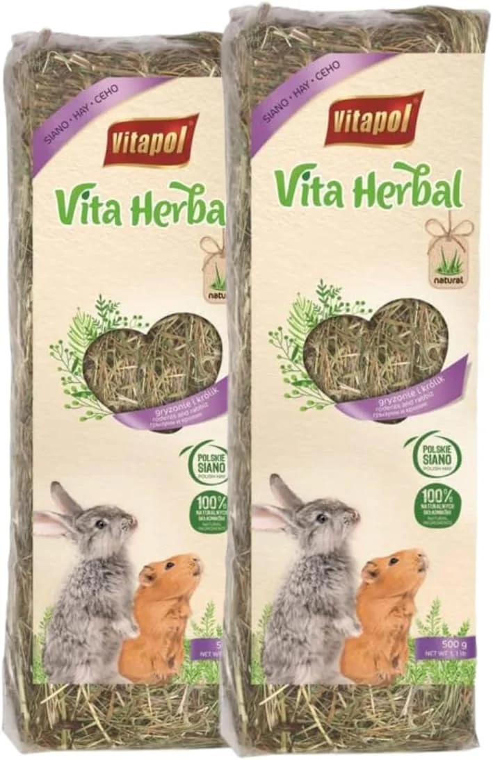 غذای حیوانات کوچک ویتاپول، یونجه گیاهی ویتا مناسب جوندگان و خرگوش، بسته 2 عددی 500 گرمی