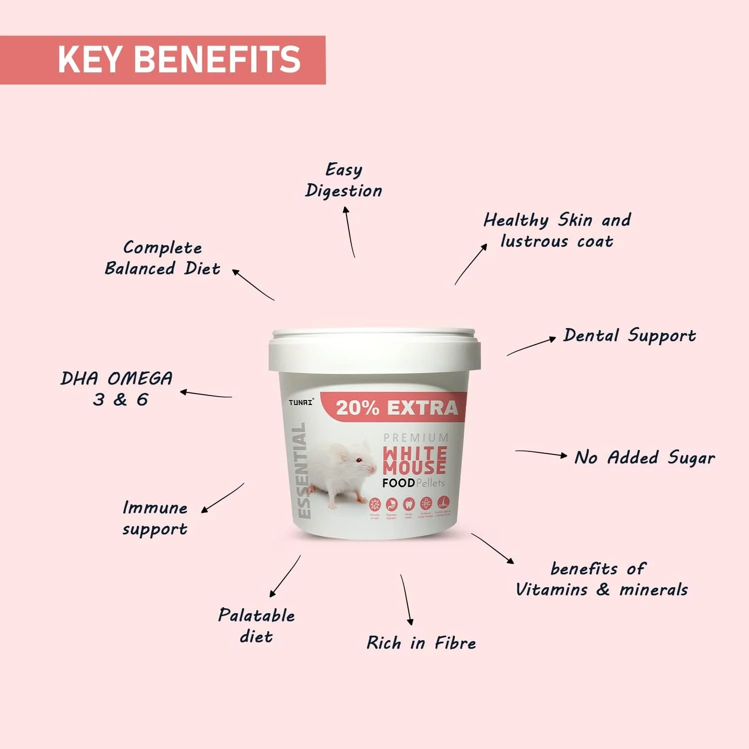 دانه‌های غذای ضروری توناای برای موش سفید (دانه‌های غذا، 500 گرم)