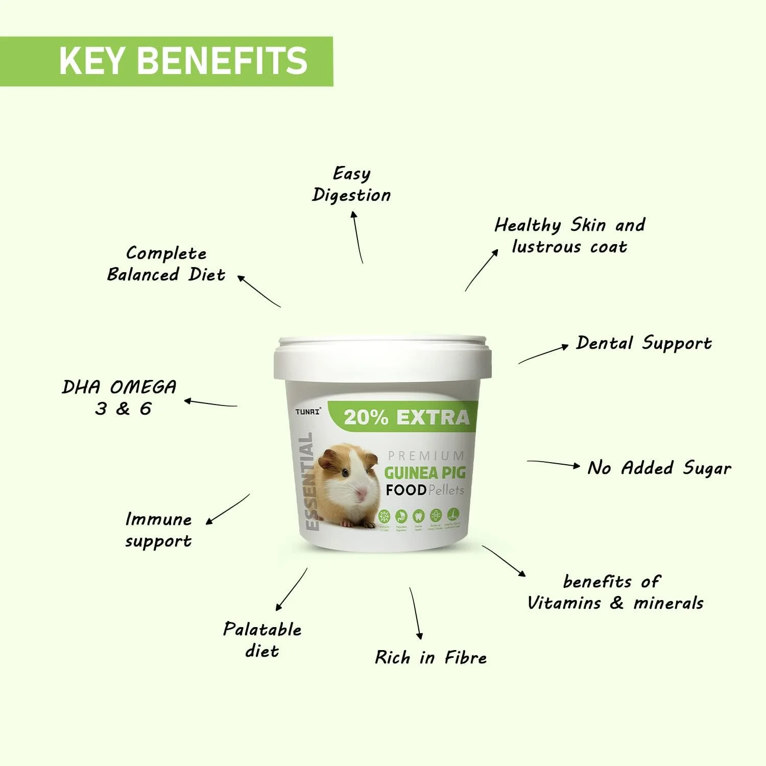 غذای کامل خوکچه هندی تونای (پلت غذایی، 500 گرم)