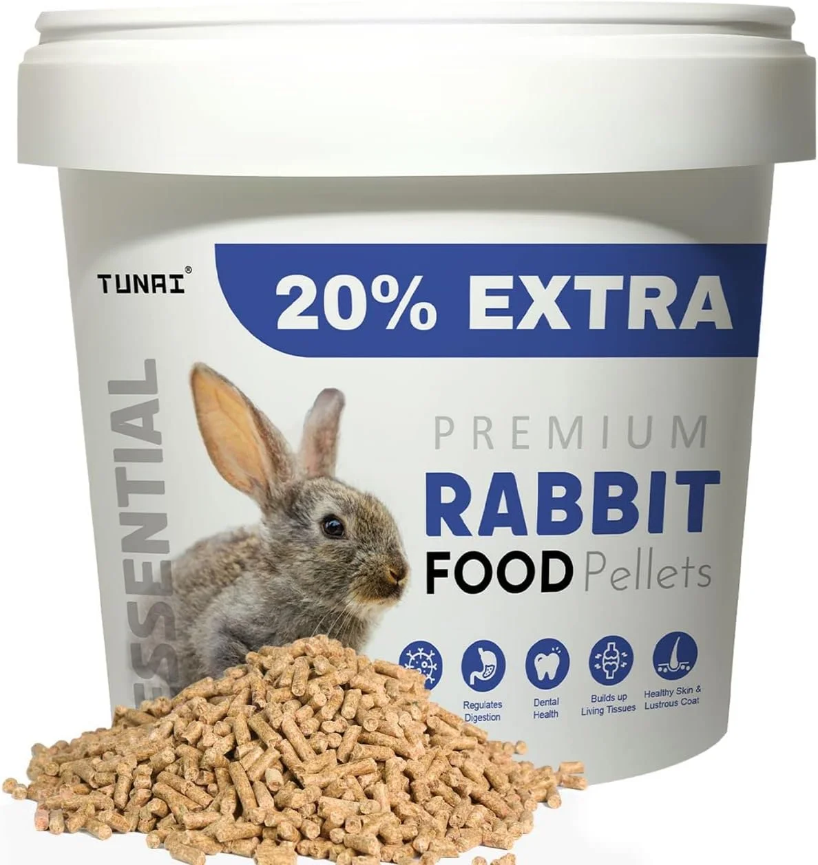 غذای پلت خرگوش توناای، مناسب تمام مراحل زندگی | 500 گرم + 20% بیشتر | غنی شده با امگا 3 و 6 DHA و ویتامین ها برای پوست و موی بهتر و هضم آسان
