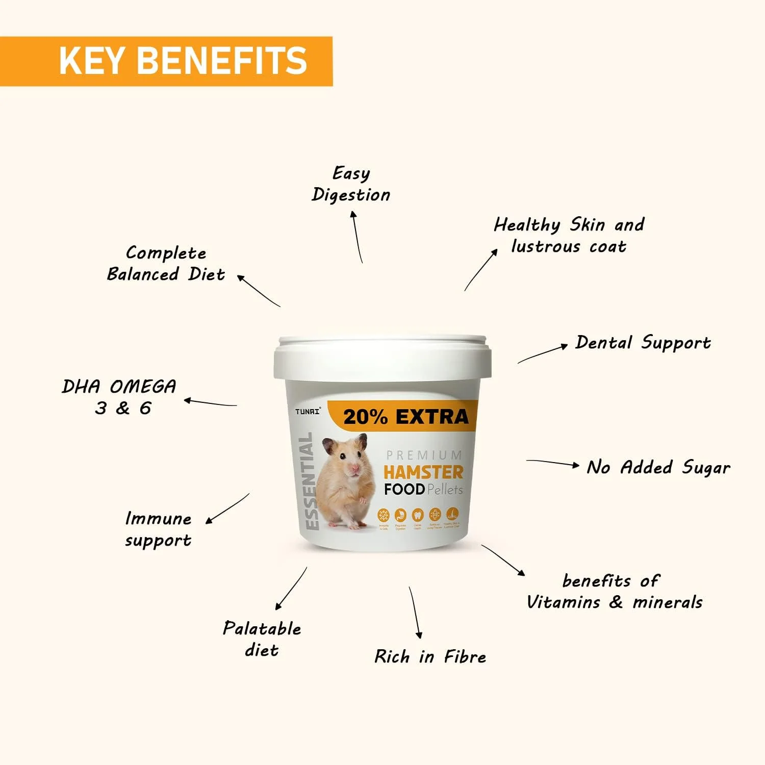 غذای همستر تونای با تمام مواد مغذی ضروری، غذای ممتاز برای همستر، همستر بالغ و کوچک، 500 گرم به اضافه 20% بیشتر