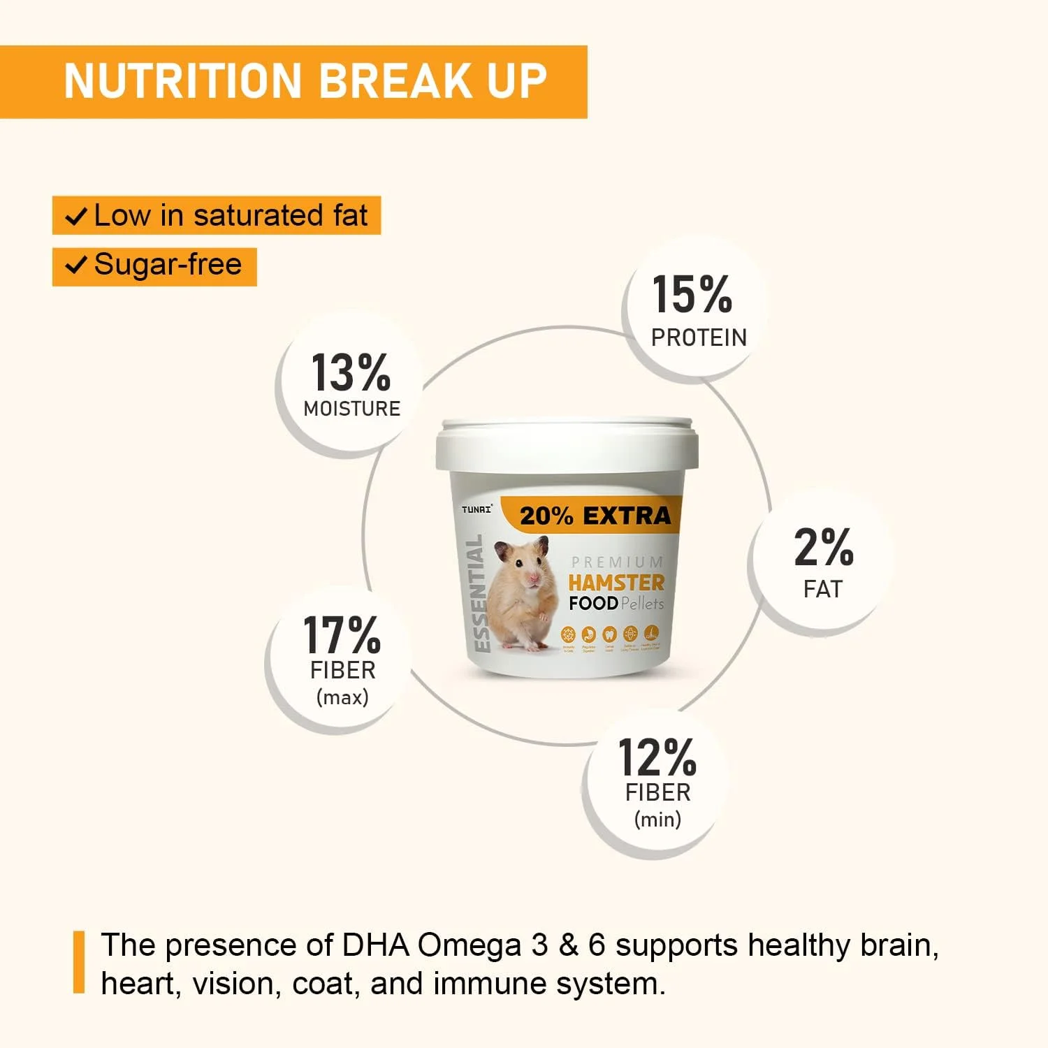 غذای همستر تونای با تمام مواد مغذی ضروری، غذای ممتاز برای همستر، همستر بالغ و کوچک، 500 گرم به اضافه 20% بیشتر
