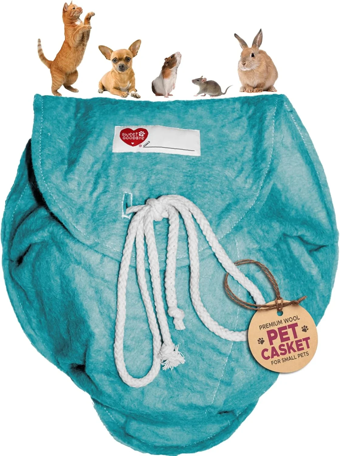 کیت مراسم خاکسپاری و سوزاندن حیوانات خانگی سازگار با محیط زیست Cloud® - تابوت برای حیوانات خانگی کوچکتر: خرگوش، همستر، جربیل، پرنده، ماهی، خزنده، گربه کوچک (انتخاب اندازه و رنگ) (کوچک، سبز آبی)