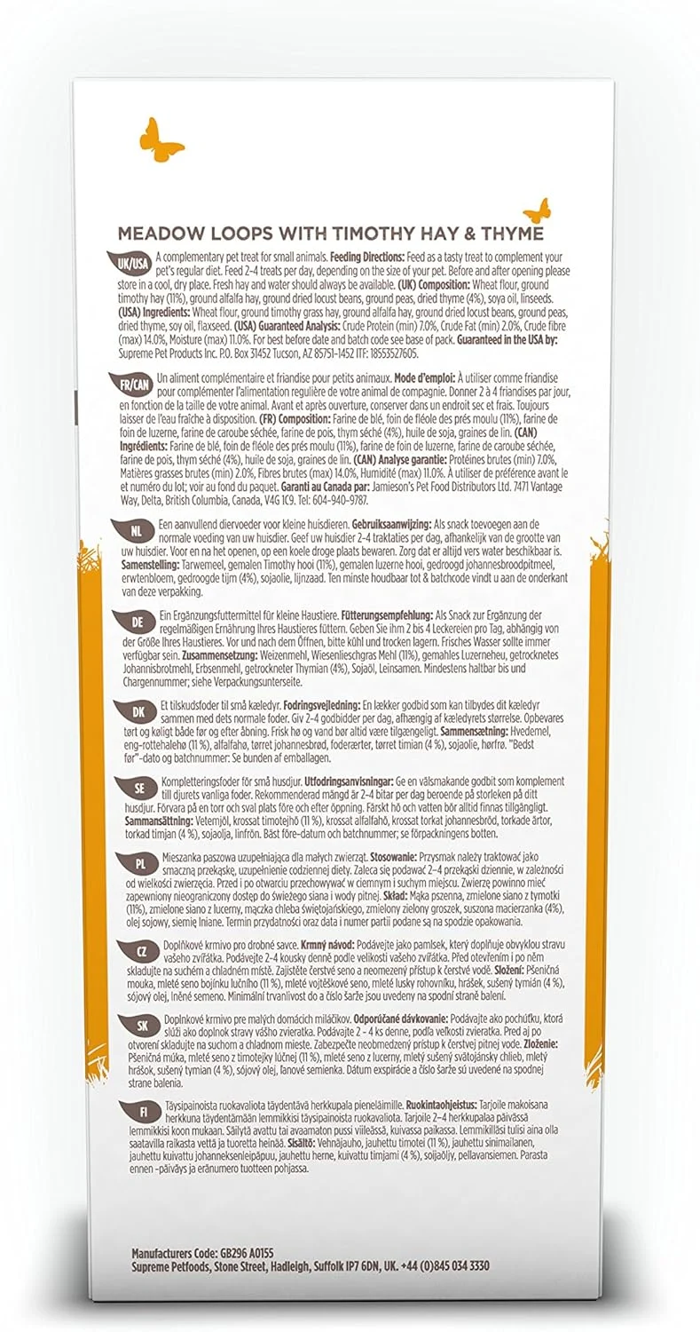 حلقه های چمنزار نچرالز سلکتیو سوپریم پت فودز برای خرگوش ها با علف تیموتی و آویشن