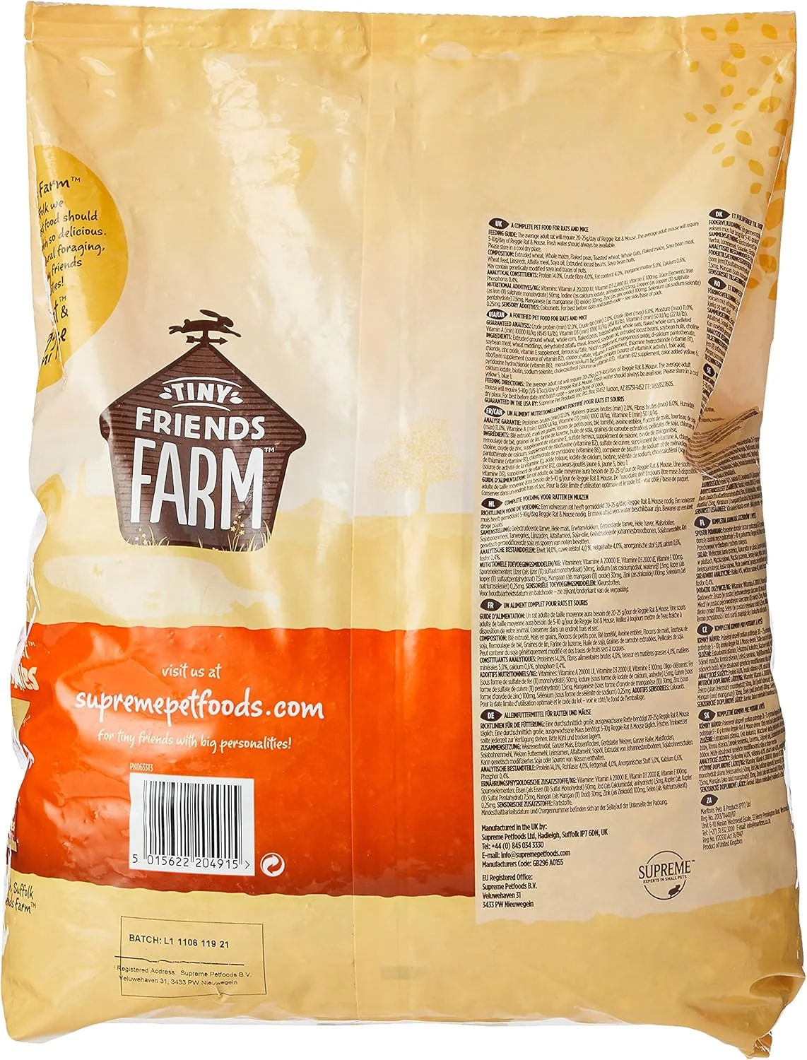 مخلوط خوشمزه غذای کامل موش و رت Tiny Friends Farm Reggie Petfoods (2.5 کیلوگرم) (ممکن است متفاوت باشد)