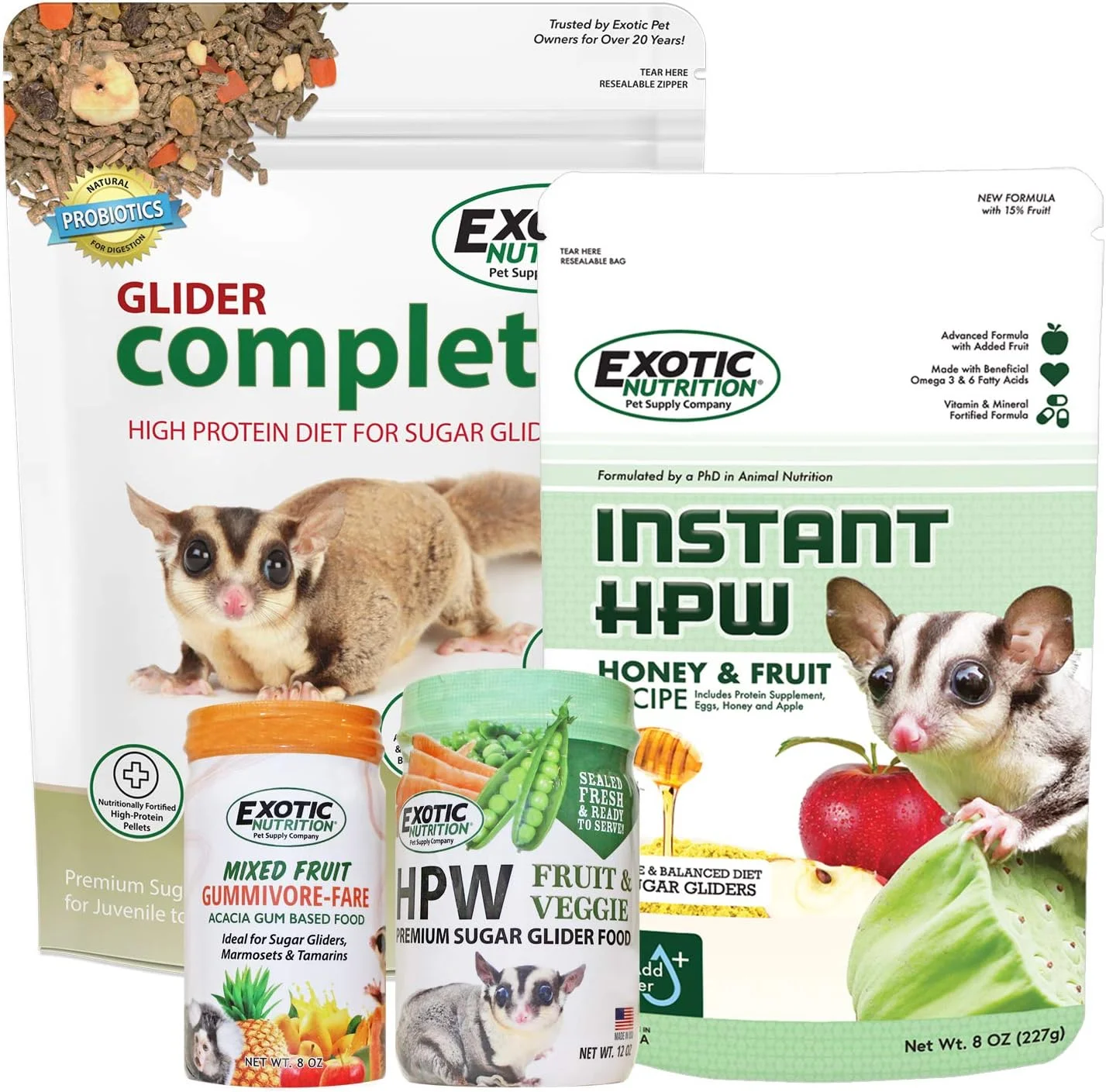 مجموعه غذای کامل سنجاب پرنده شکری - غذای پلت کامل مغذی و غذای مکمل پروتئینی بالا برای سنجاب های پرنده شکری… (مجموعه 4 عددی)