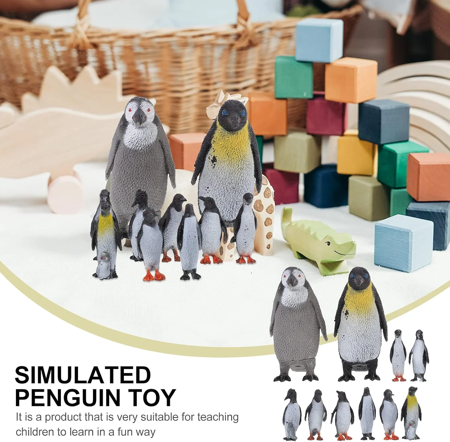 10 عدد اسباب بازی پنگوئن شبیه سازی شده، مدل پنگوئن حیوانات مناطق قطبی، اسباب بازی پنگوئن کودکانه برای دکوراسیون فضای باز