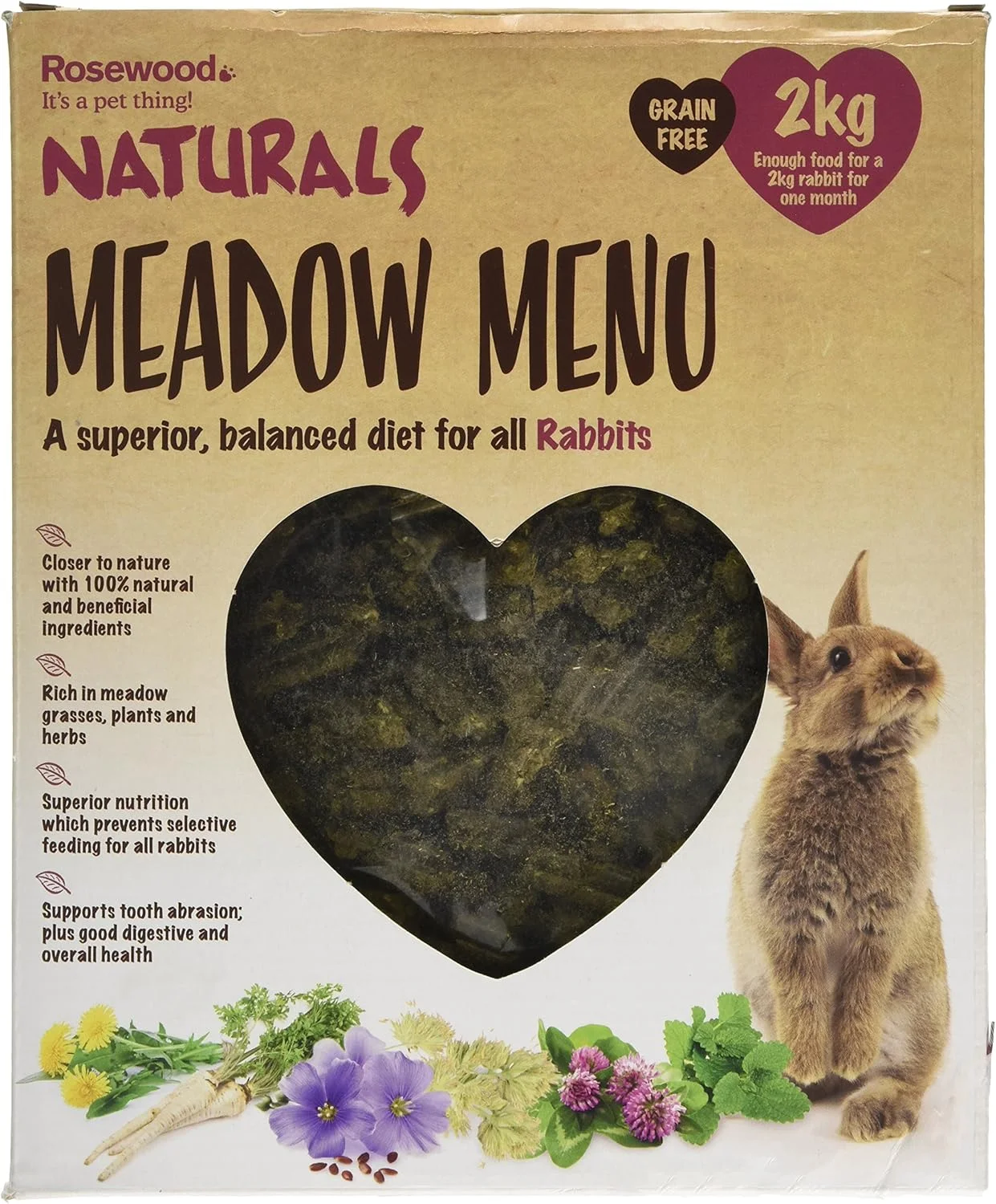 غذای خرگوش رز وود نچرالز مدل منوی علفزار 2 کیلوگرمی