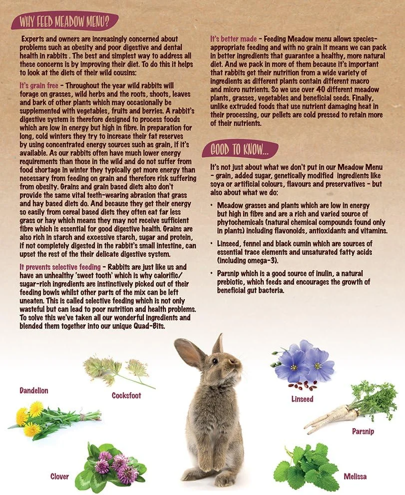 غذای خرگوش رز وود نچرالز مدل منوی علفزار 2 کیلوگرمی