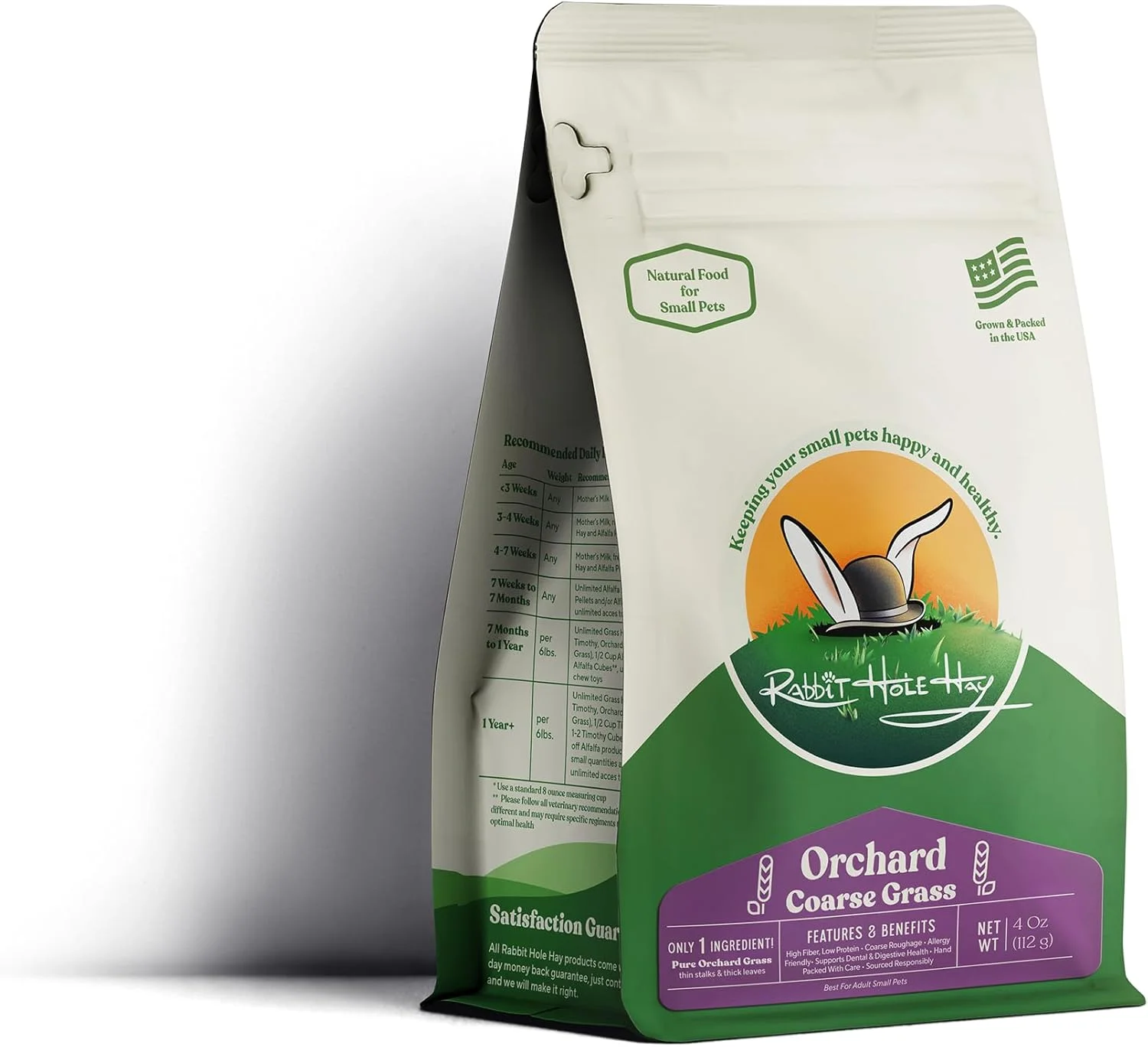 یونجه خرگوش سوراخ، درجه یک، بسته بندی دستی، علف باغی درشت برای خرگوش، چینچیلا یا خوکچه هندی کوچک شما (113 گرم)