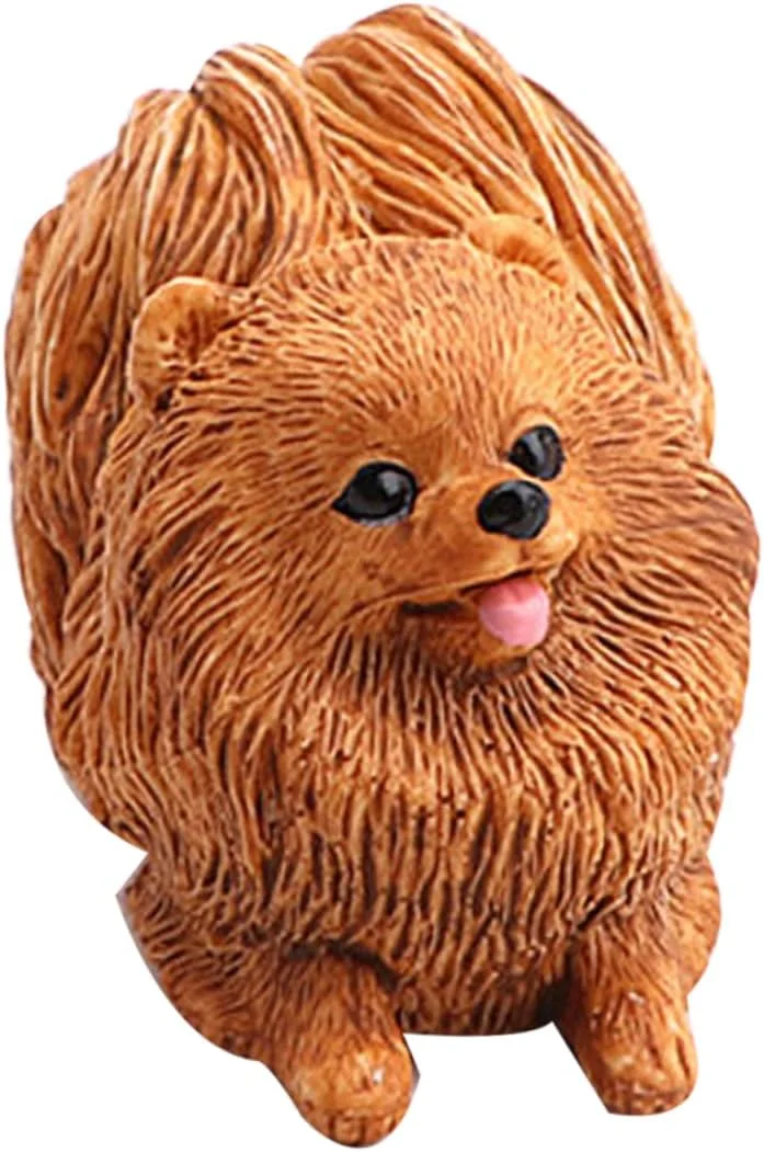 مجسمه تزئینی پومرانیان، یک عدد، اسباب بازی رومیزی، فیگورهای هنری، مدل سگ، ست دکوری، مجسمه توله سگ، پومرانیان قهوه ای، اسباب بازی حیوانات کودک، فیگور سگ پومرانیان قهوه ای 7.5x4.3 سانتی متر