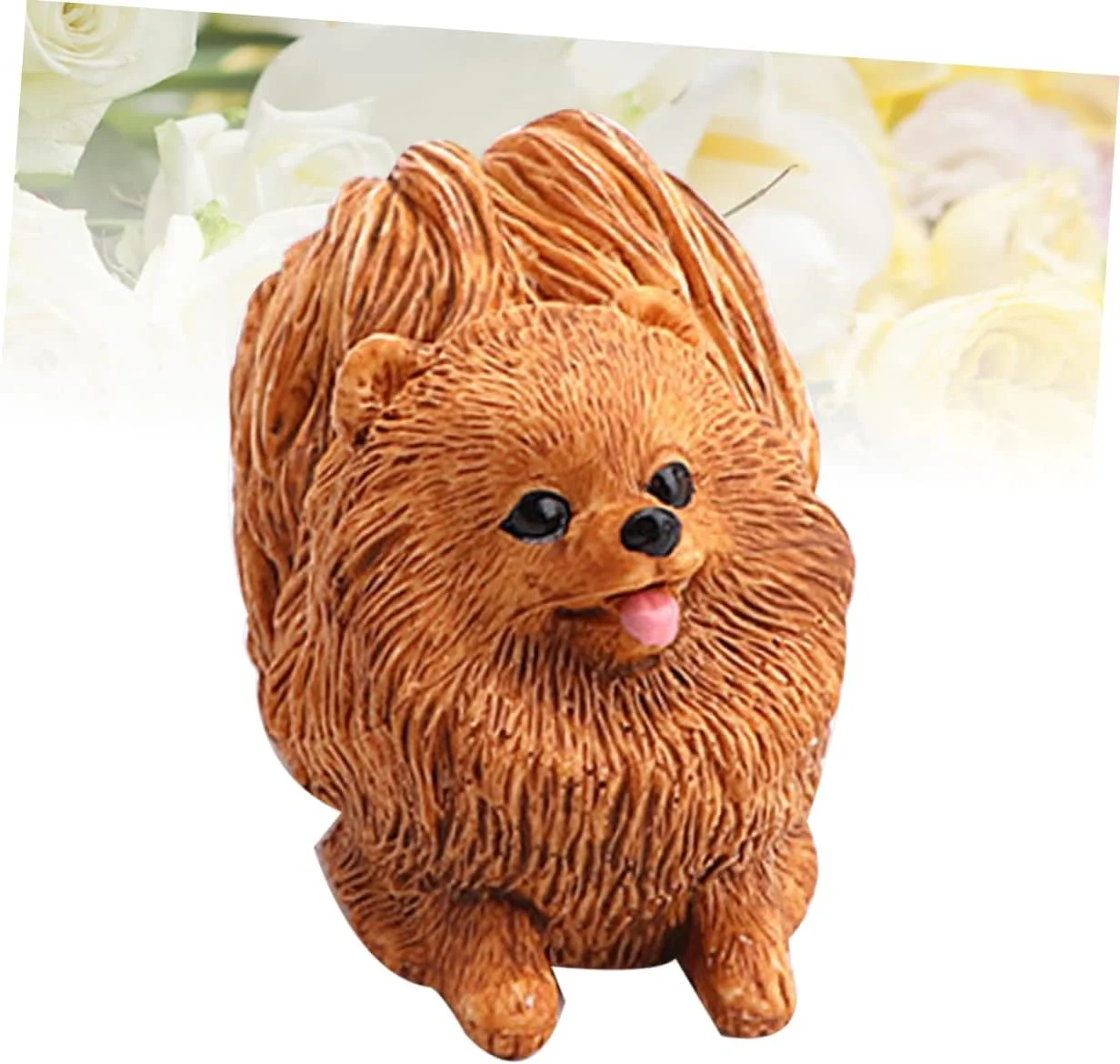 مجسمه تزئینی پومرانیان، یک عدد، اسباب بازی رومیزی، فیگورهای هنری، مدل سگ، ست دکوری، مجسمه توله سگ، پومرانیان قهوه ای، اسباب بازی حیوانات کودک، فیگور سگ پومرانیان قهوه ای 7.5x4.3 سانتی متر