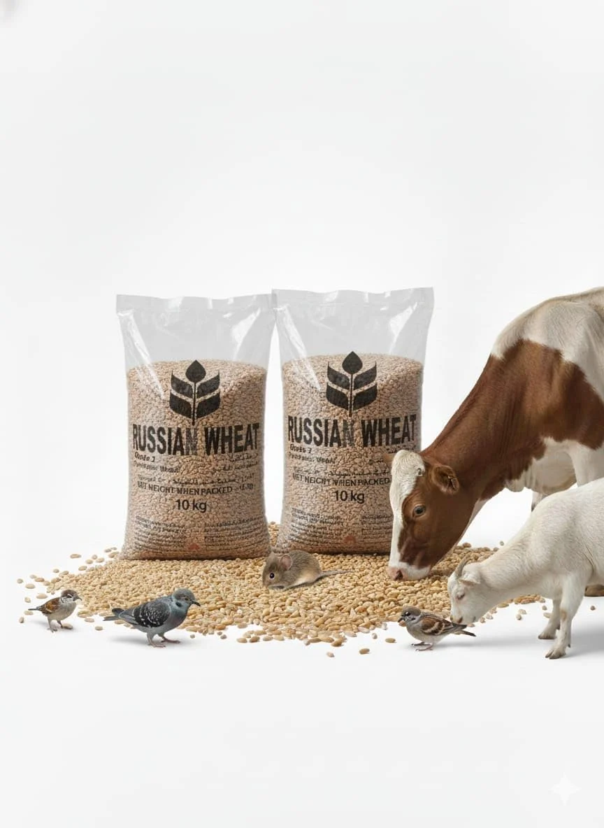 گندم درجه دو ممتاز روسی – دانه کامل خوراک دام (کیسه 20 کیلوگرمی) | دانه طبیعی پرانرژی برای طیور، پرندگان، دام و حیوانات مزرعه