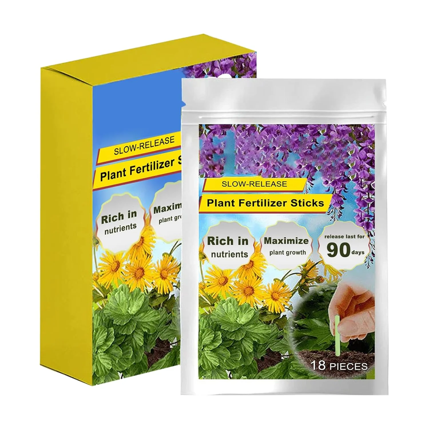 میخ های غذای گیاهی فضای باز، میخ های کود گیاهی - 18 عدد مواد مغذی طبیعی با رهش آهسته برای گیاهان آپارتمانی، باغ سبزیجات، گل، درختان همیشه سبز، لوبیا، میوه، تغذیه مداوم