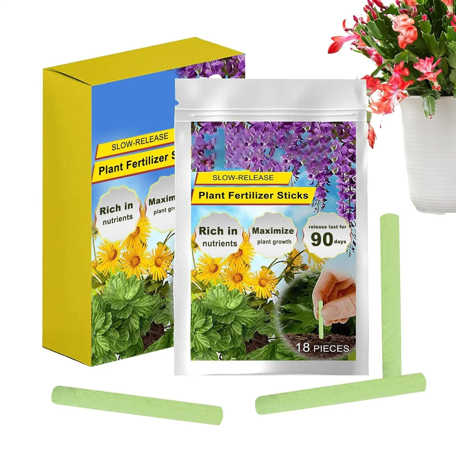 میخ کود گیاهی فضای باز - چوب مراقبت آسان گیاه، مواد مغذی طبیعی با رهش آهسته برای باغ لوبیا، گل، تغذیه مداوم گیاهان آپارتمانی، درختان همیشه سبز، میوه