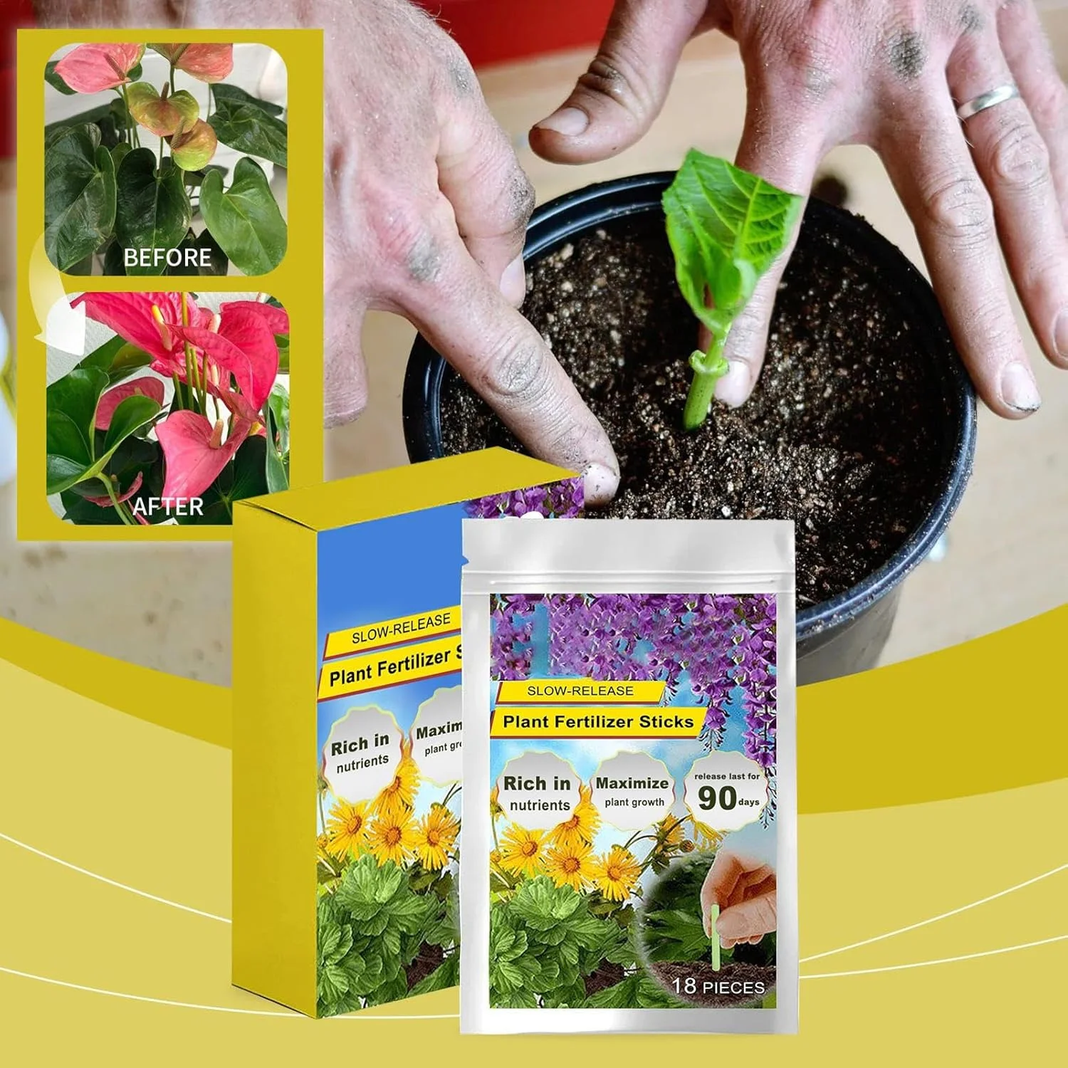 میخ کود گیاهی فضای باز - چوب مراقبت آسان گیاه، مواد مغذی طبیعی با رهش آهسته برای باغ لوبیا، گل، تغذیه مداوم گیاهان آپارتمانی، درختان همیشه سبز، میوه