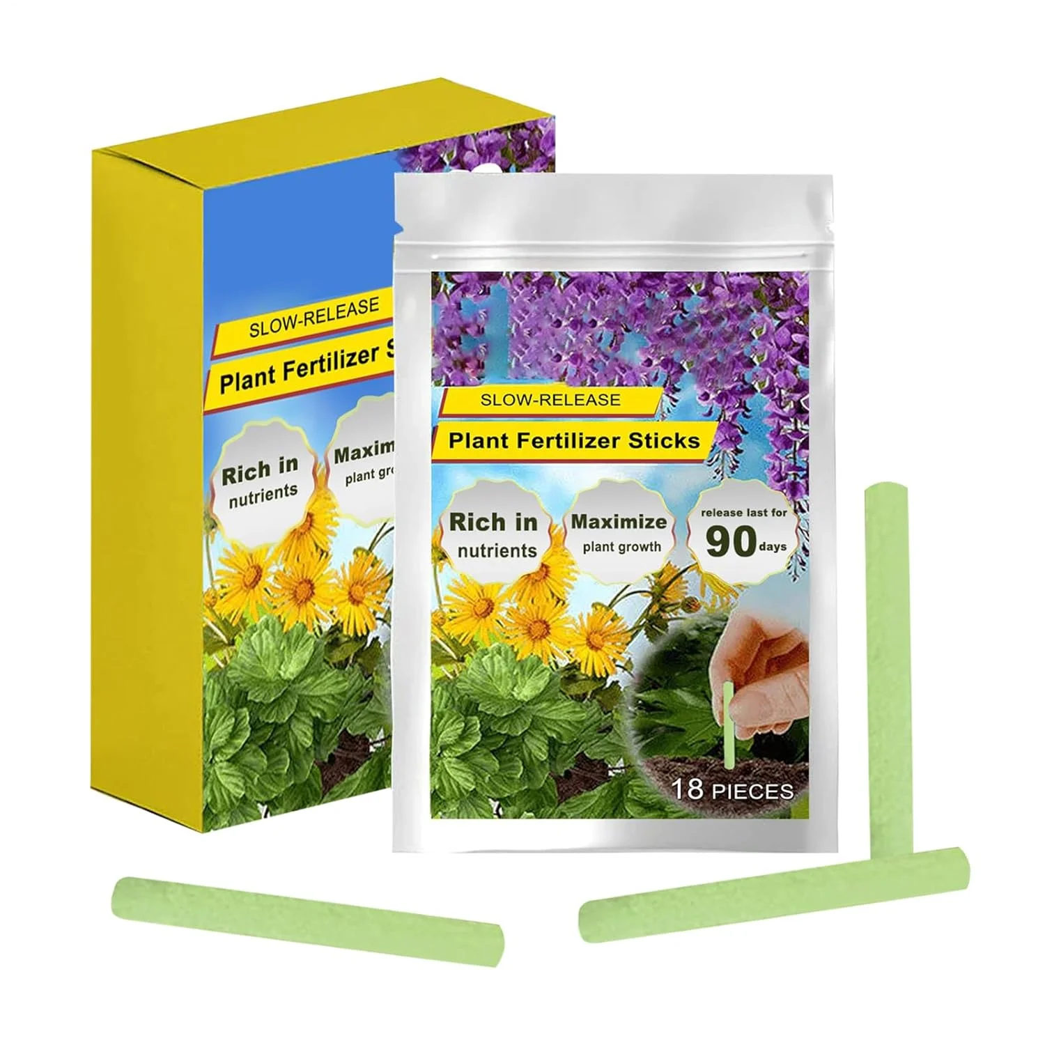 کود گیاهی - استیک مراقبت آسان گیاه - مواد مغذی طبیعی با رهش آهسته برای لوبیا، میوه، سبزیجات، تغذیه مداوم باغ، درختان همیشه سبز، گیاهان آپارتمانی، گل
