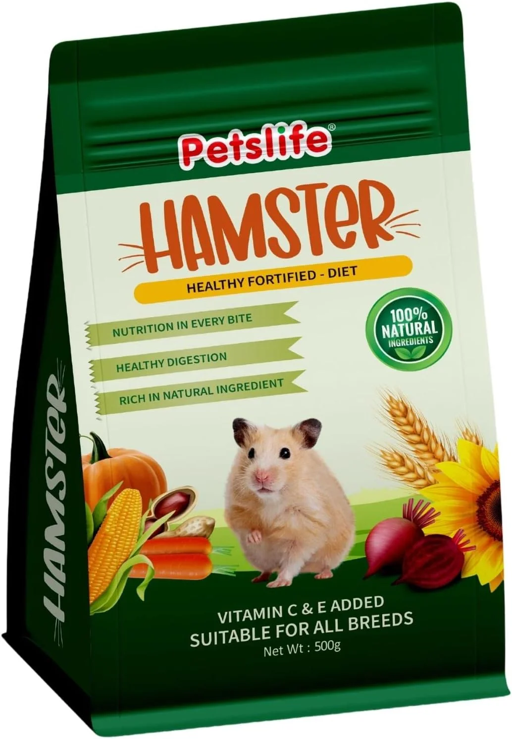 غذای حیوانات کوچک Petslife برای همستر (۵۰۰ گرم)